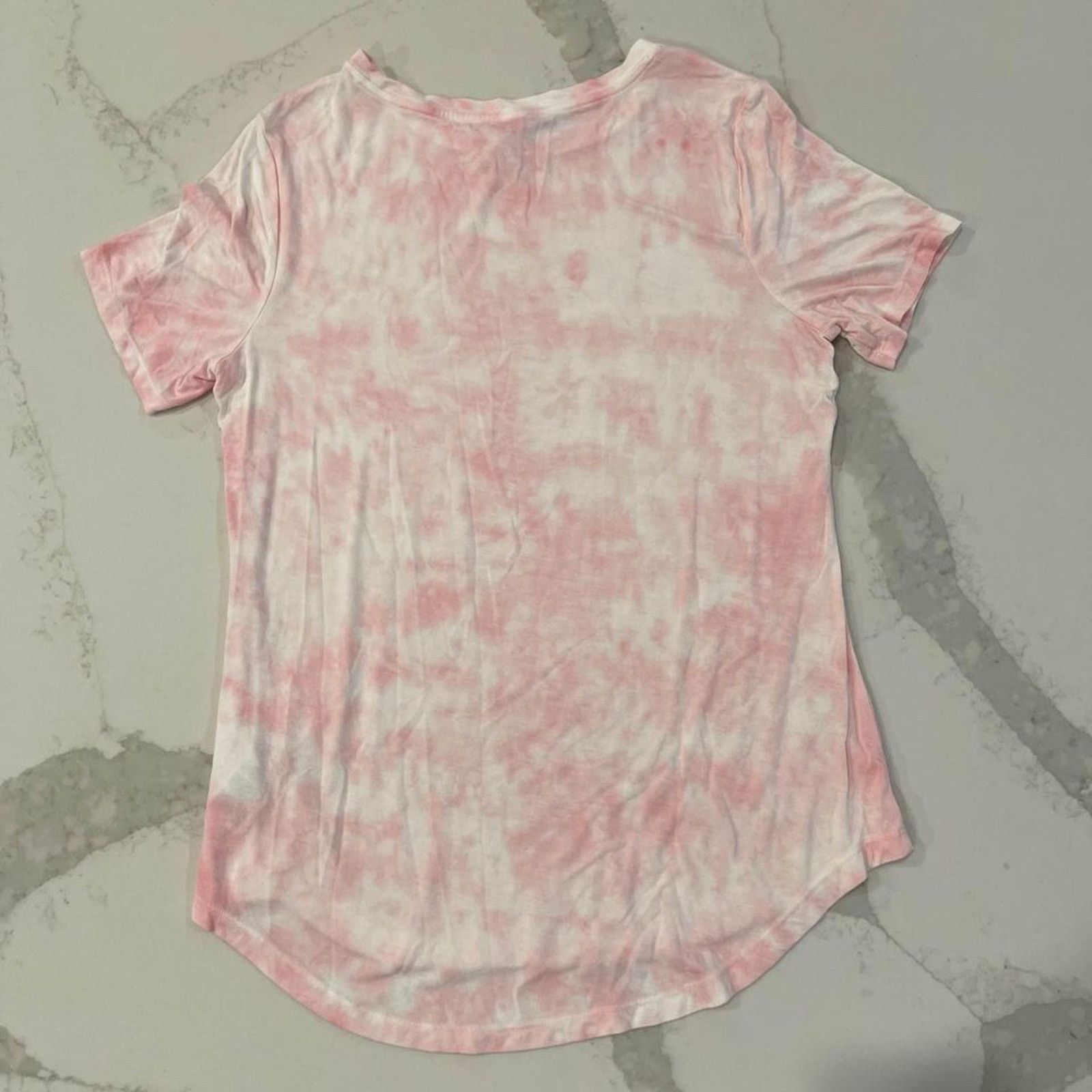 Old Navy Old Navy Luxe Pink White Tie Dye Crewneck Shirt Womens Small Size S / US 4 / IT 40 - 4 Thumbnail