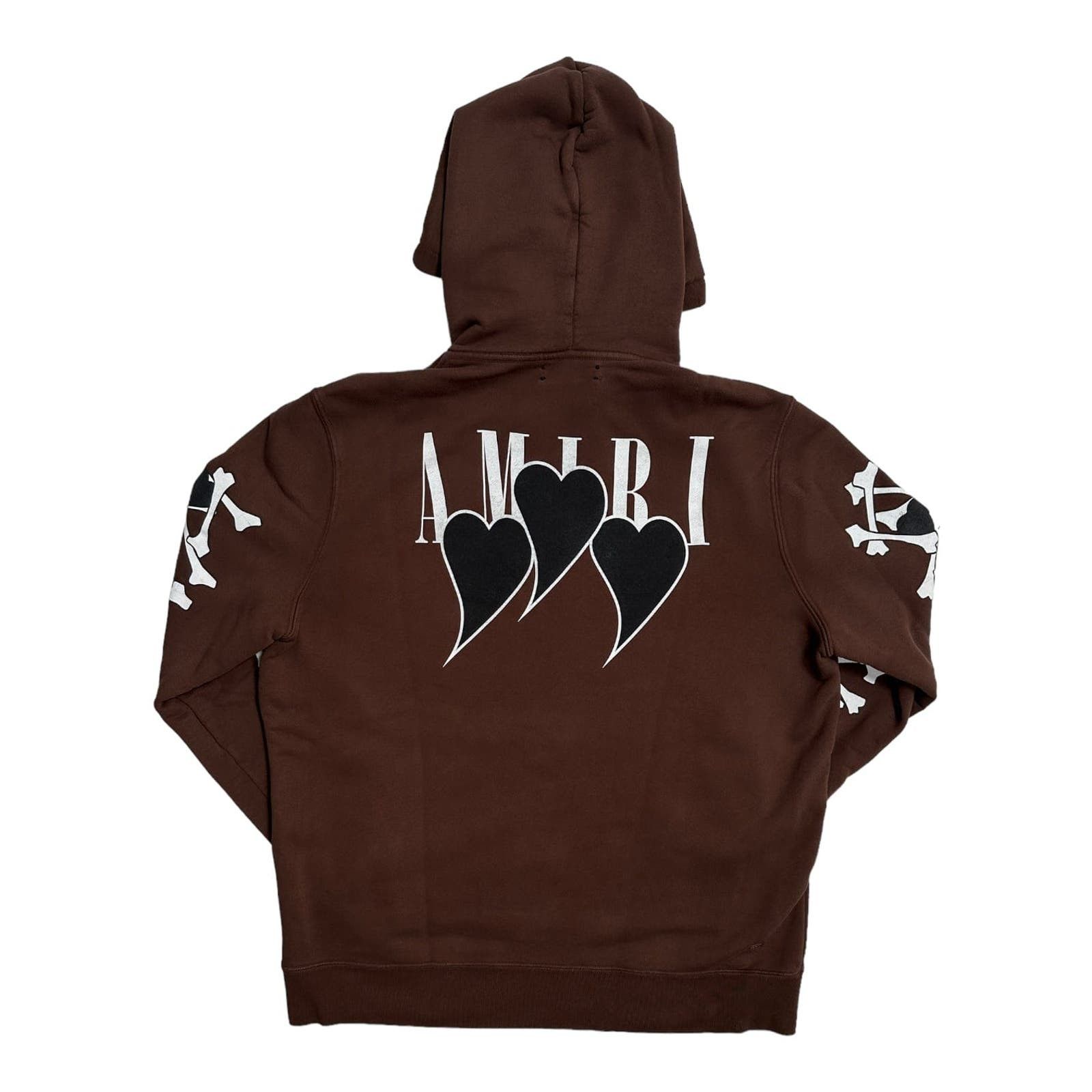 image of Amiri 3 Heart Bones Hooded Sweatshirt Brown Pre-Owned, Men's (Size XL)