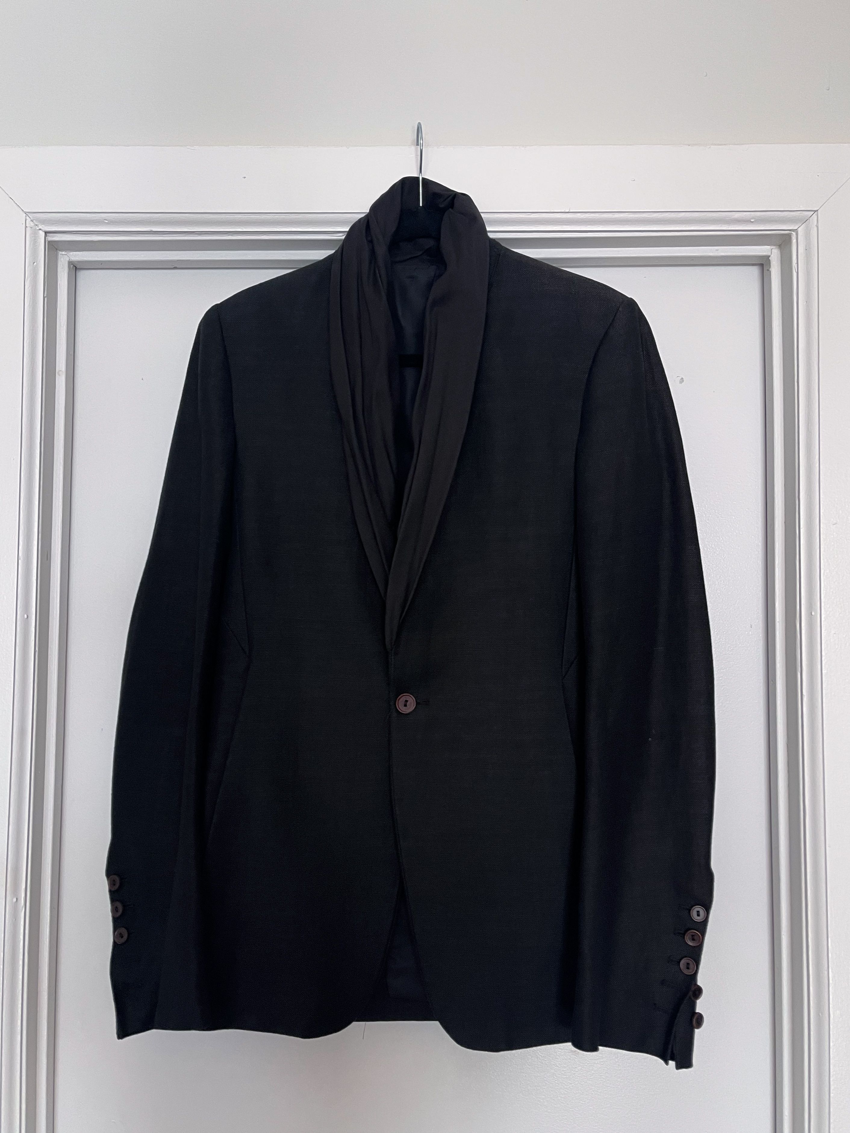 Pre-owned Rick Owens Aw13 Silk Shawl Blazer Jacket In Black