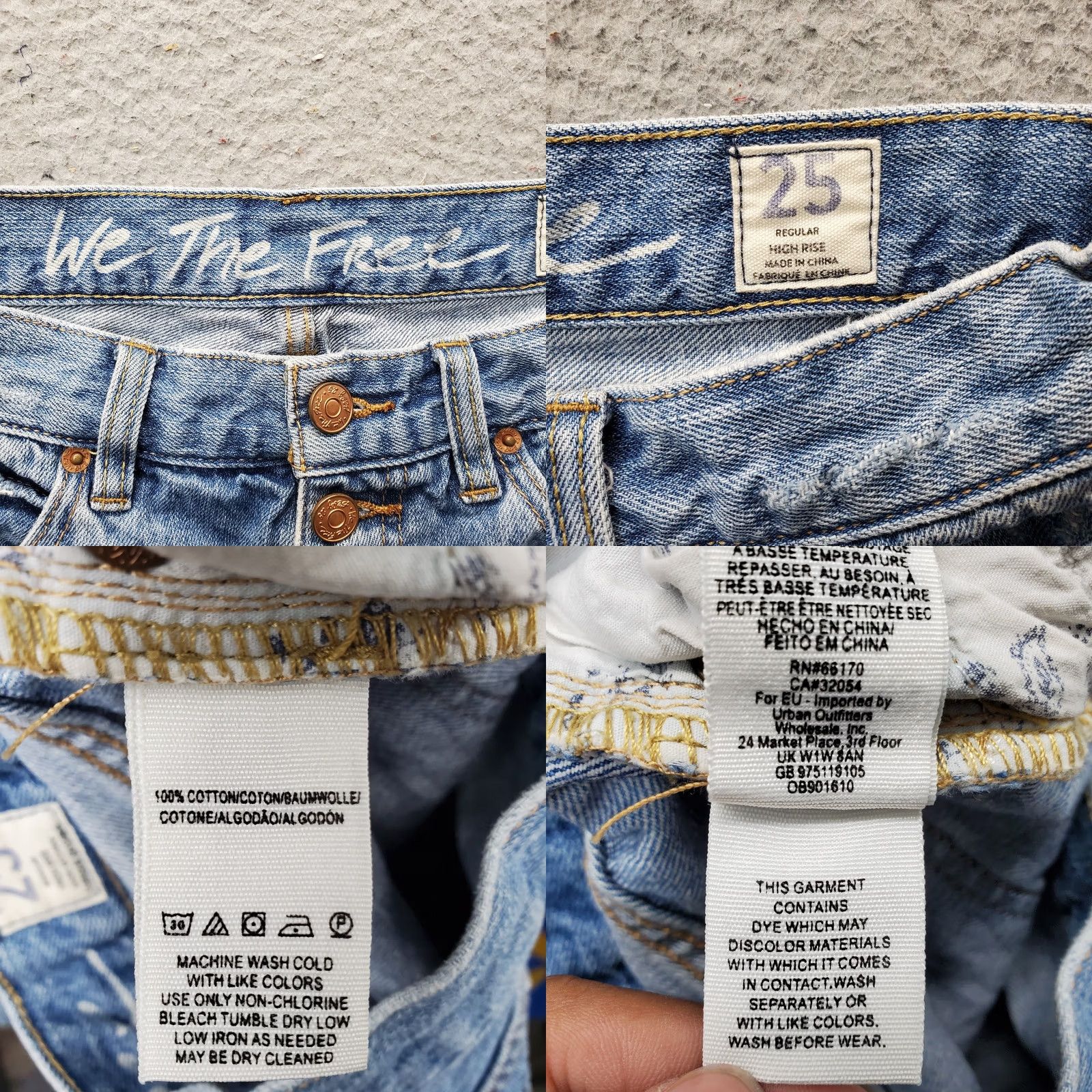 Free People Free People We The Free Jeans Womens 25 Blue Denim Regular Distressed High Rise Button Fly Size 42" / US 20 - 8 Thumbnail
