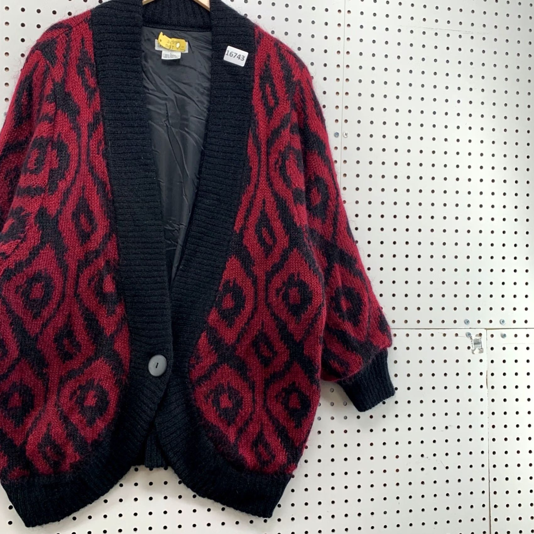 Vintage VINTAGE Cardigan Sweater Womens Large Mohair Blend Argyle One Button Red Long Sleeve Size L / US 10 / IT 46 - 5 Thumbnail