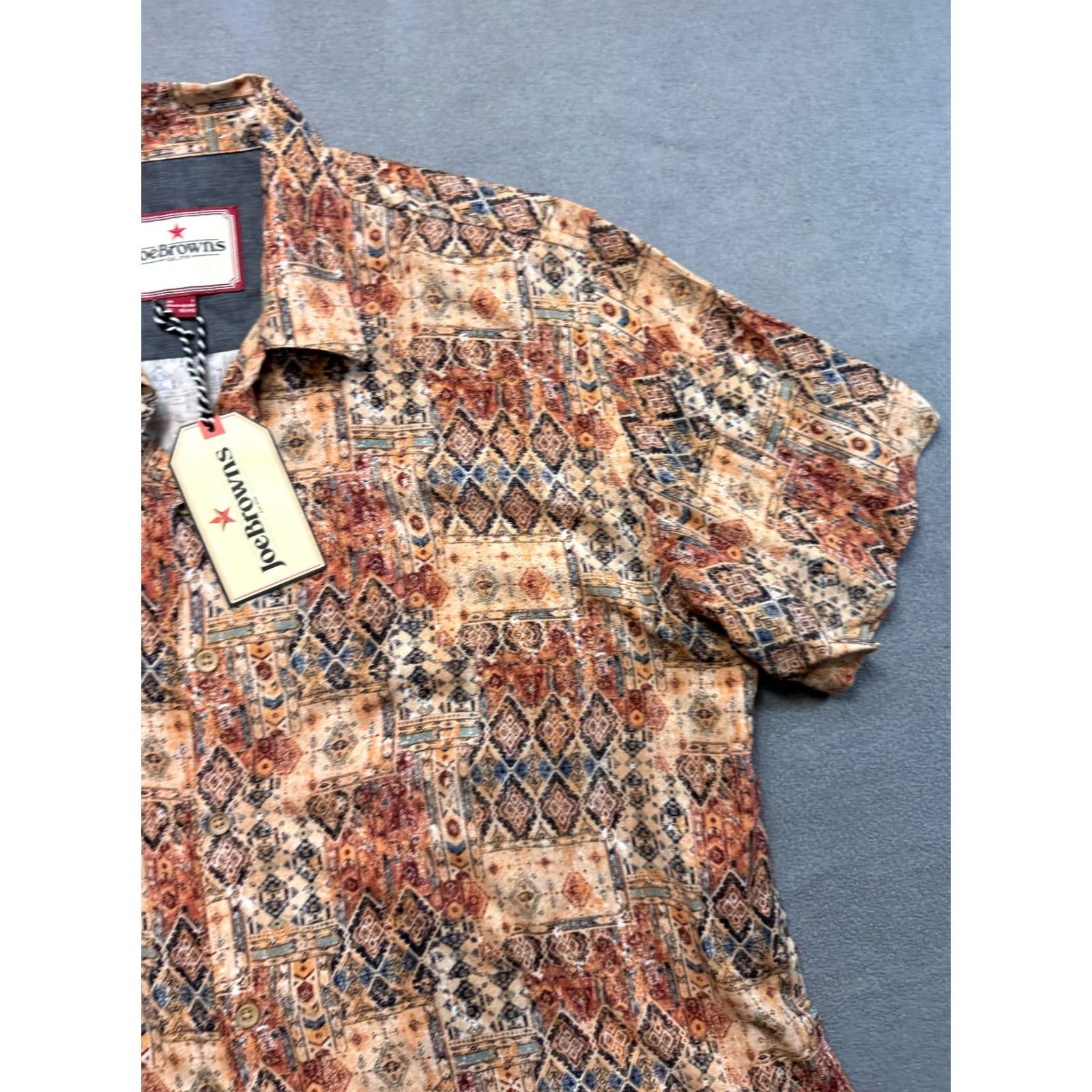 Joe Browns Joe Browns Hawaii Button Up Shirt Short Sleeve Mens L Brown Shirt Size US L / EU 52-54 / 3 - 4 Thumbnail