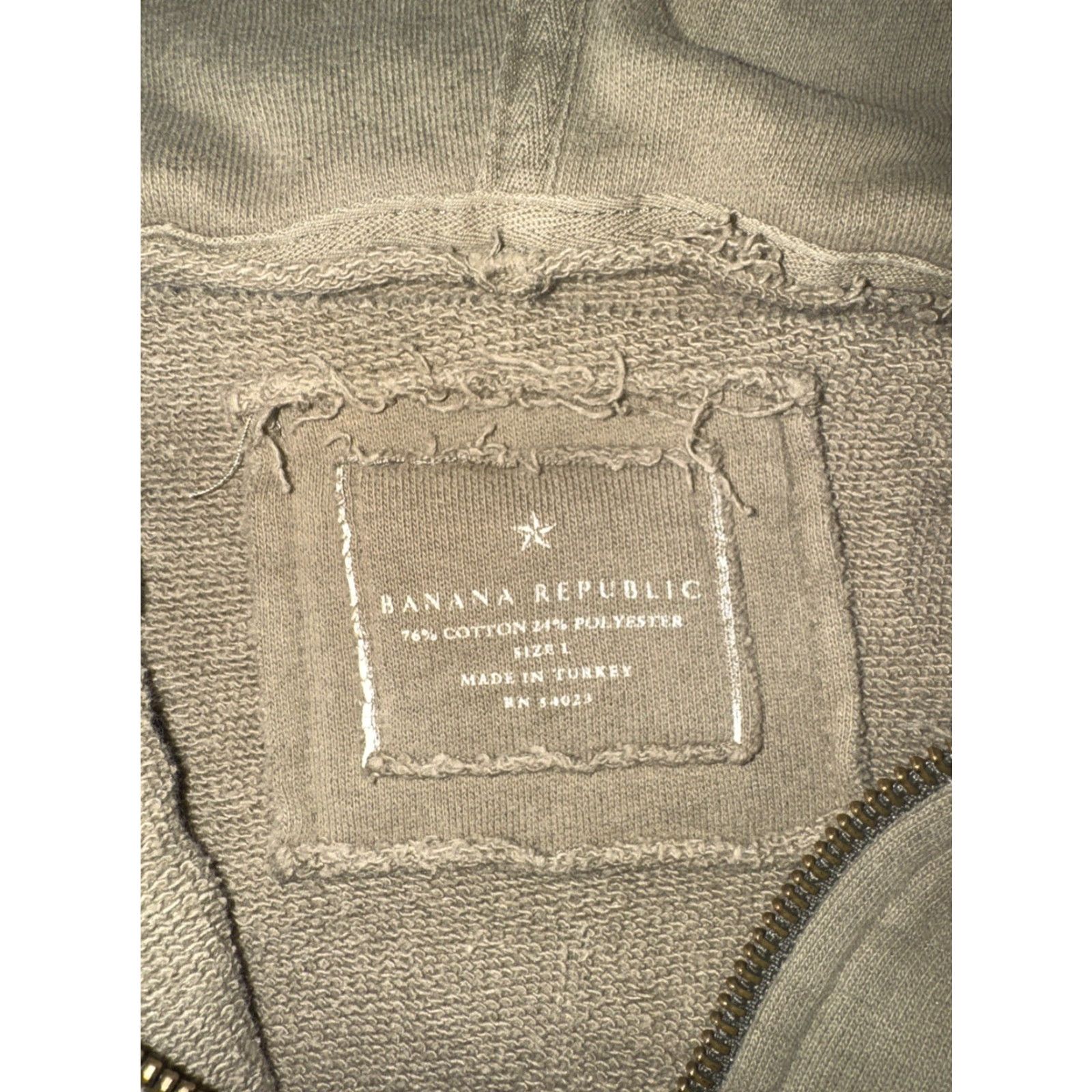 Banana Republic VINTAGE Banana Republic Full Zip Hoodie Mens Large Taupe Brown Distressed Grunge 22x22 Cotton Zip Hooded Pockets All Seasons Size US L / EU 52-54 / 3 - 5 Thumbnail