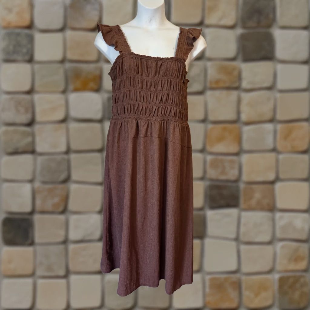 old navy brown ruffle dress Satin Ruffle Mini Dress