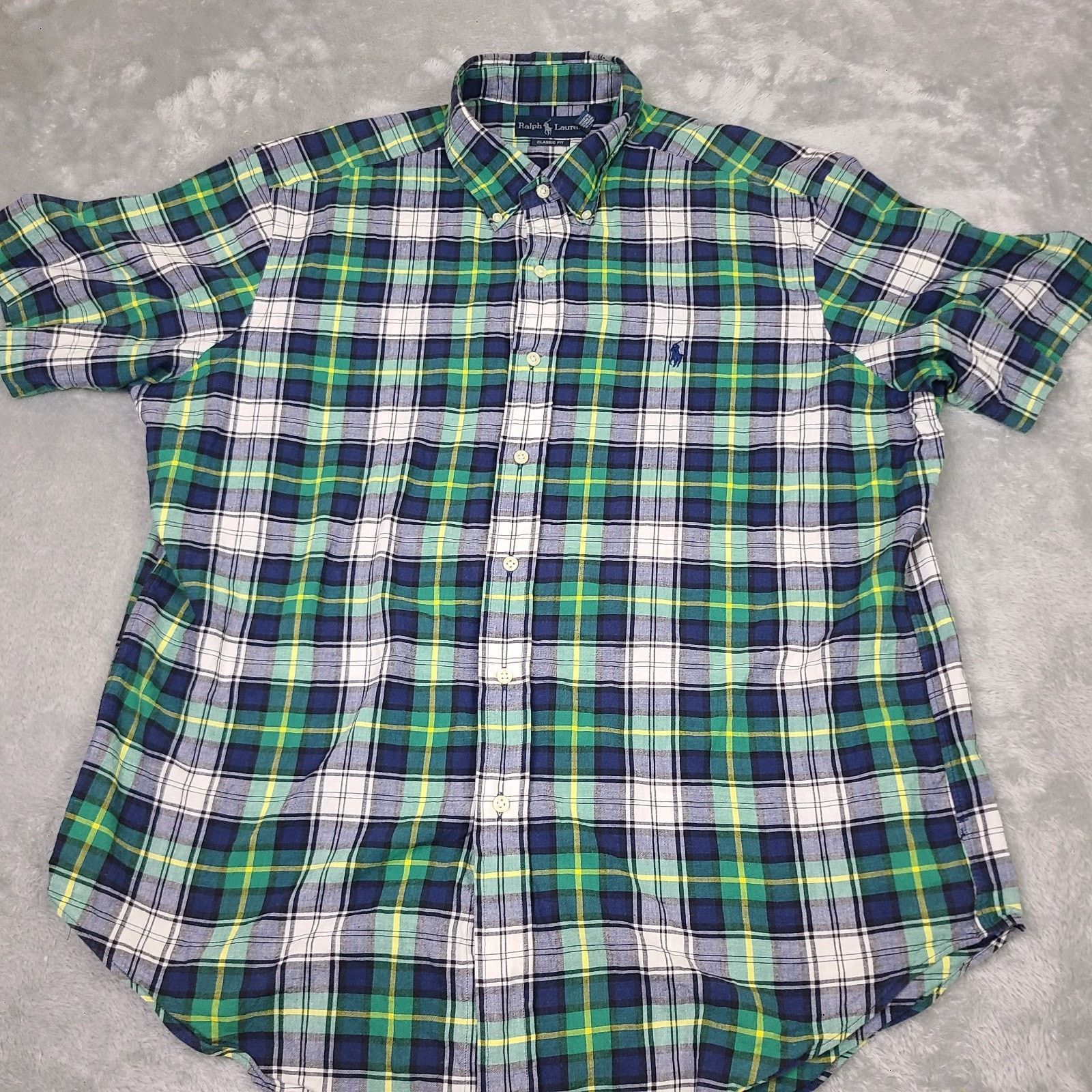 Lauren Ralph Lauren Ralph Lauren Classic Fit X-Large Navy/green/yellow Plaid Size US XL / EU 56 / 4 - 1 Thumbnail
