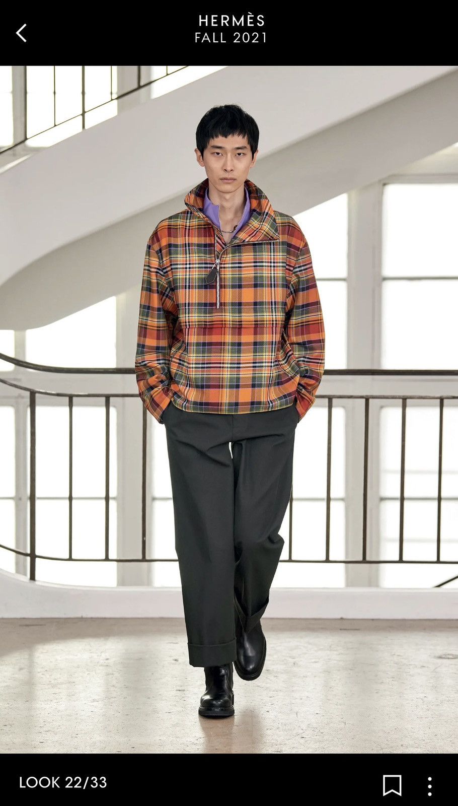Hermes Hermes F/W 2021 runway jacket checkered halfzip orange Size US M / EU 48-50 / 2 - 2 Thumbnail