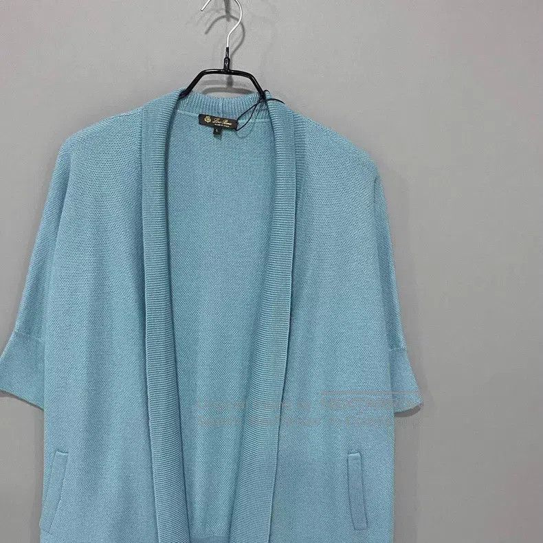 Loro Piana Loro Piana Light Blue Cashmere Short Sleeve Cardigan Size L / US 10 / IT 46 - 2 Thumbnail