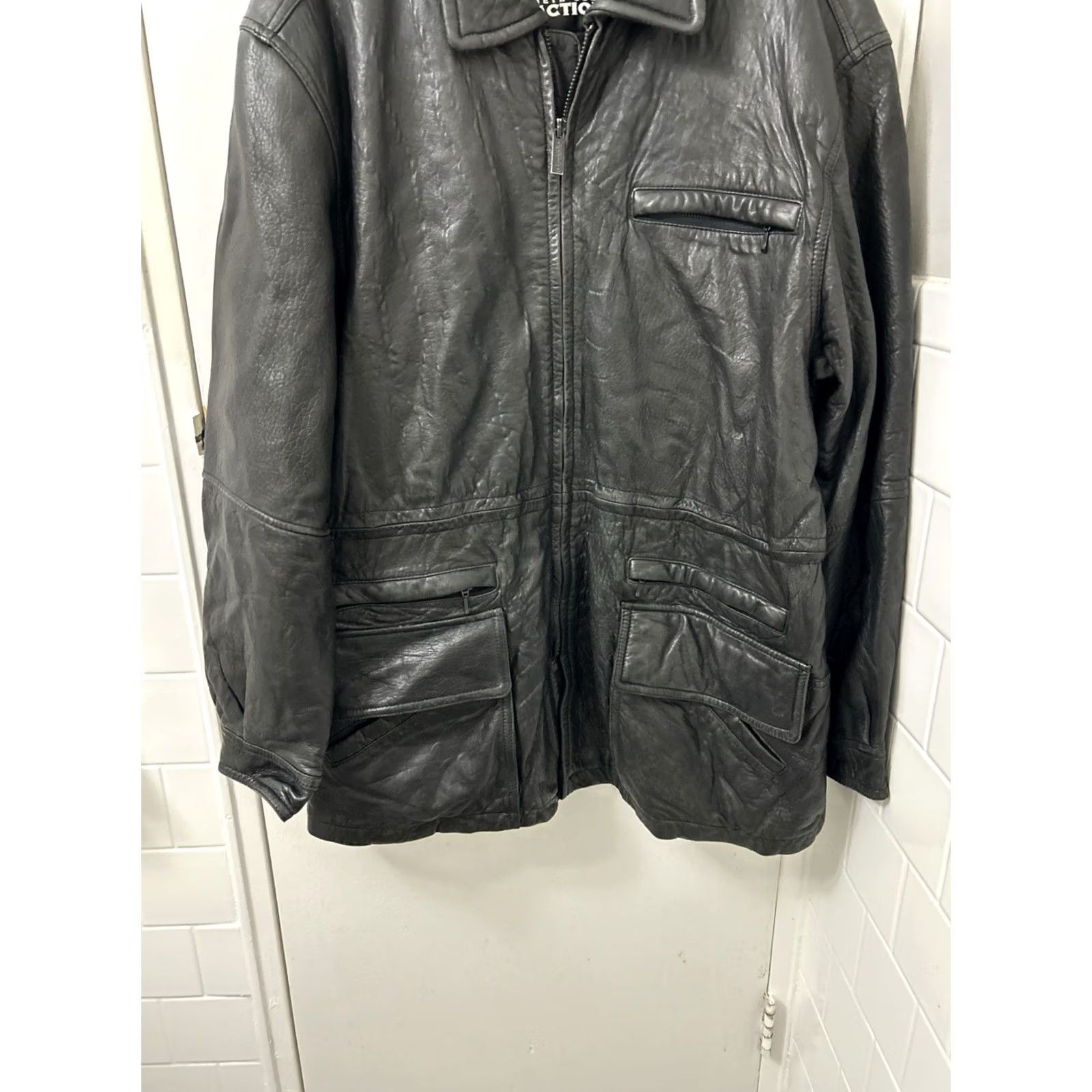 Kenneth Cole KENNETH COLE REACTION Leather Jacket Mens XL Black Full Zip Quilted Size US XL / EU 56 / 4 - 3 Thumbnail