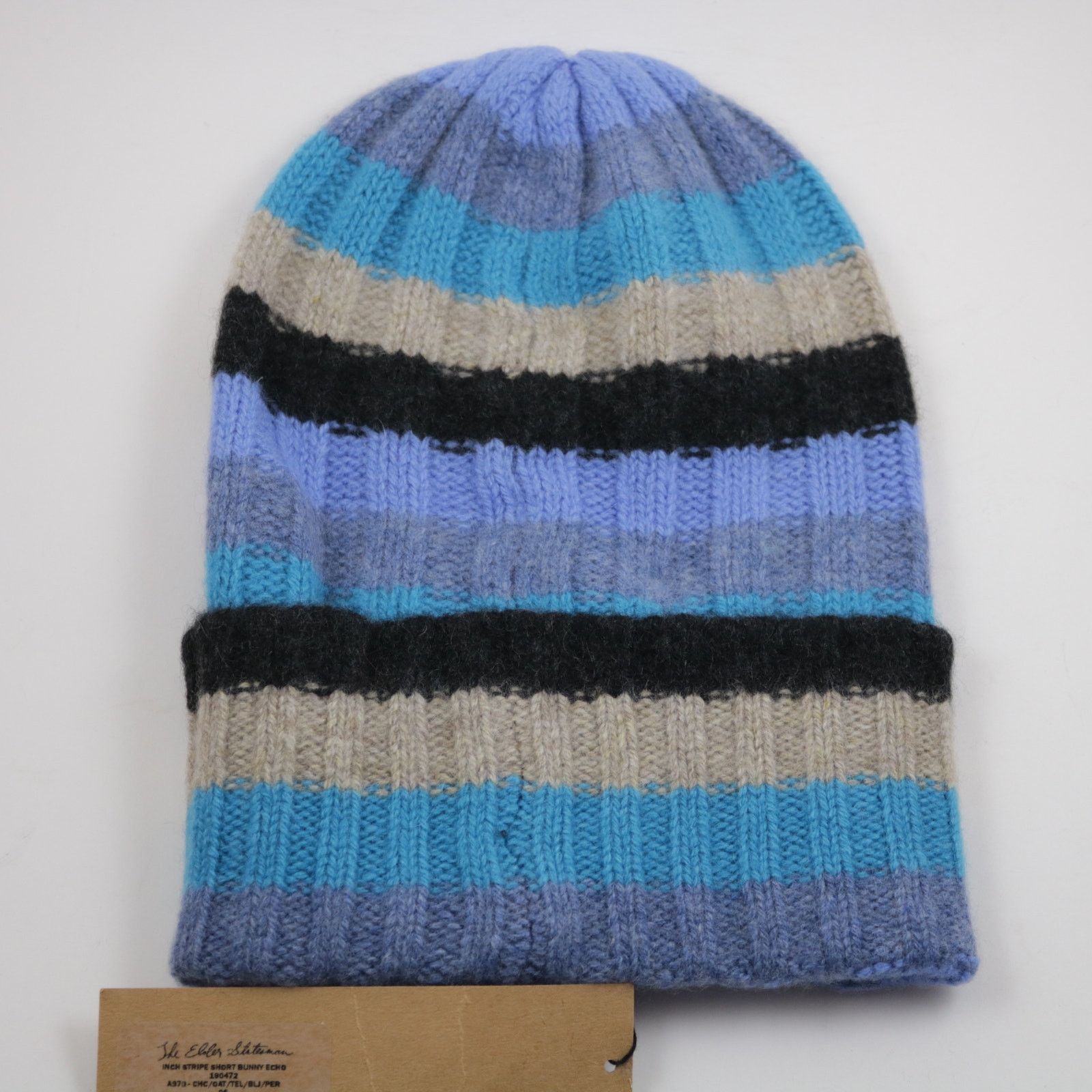 The Elder Statesman Cashmere Stripe Short Bunny Echo Hat