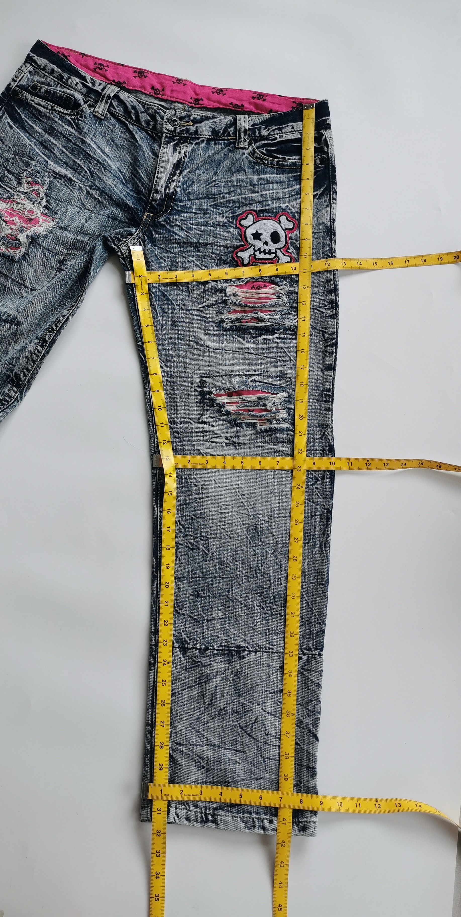 Number (N)ine Vintage Acid Wash Skull Patchwork Distressed Jeans Size US 37 - 12 Thumbnail