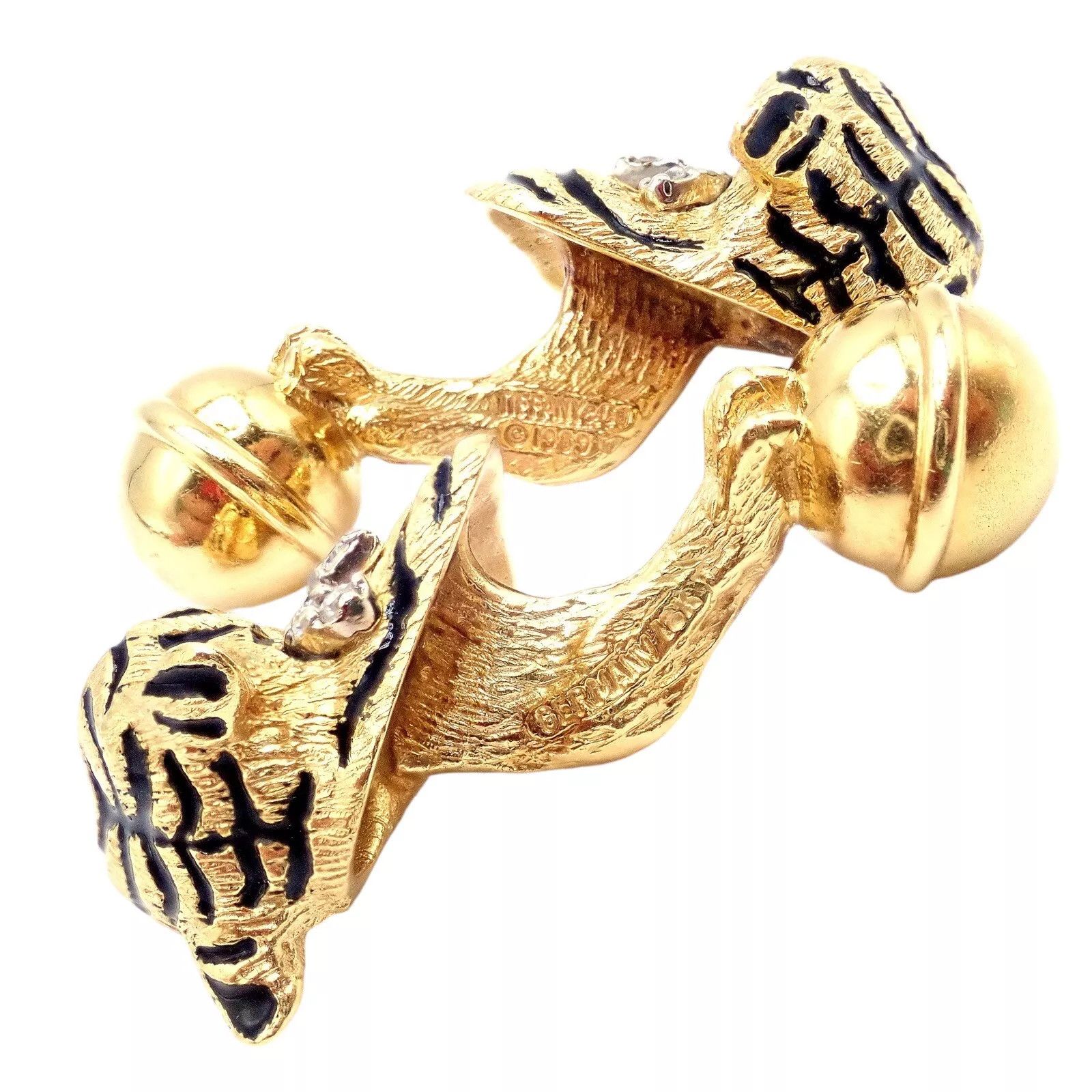 Tiffany & Co. 18k Yellow Gold Diamond Bengal Tiger Germany 1989 Cufflinks Size ONE SIZE - 4 Thumbnail