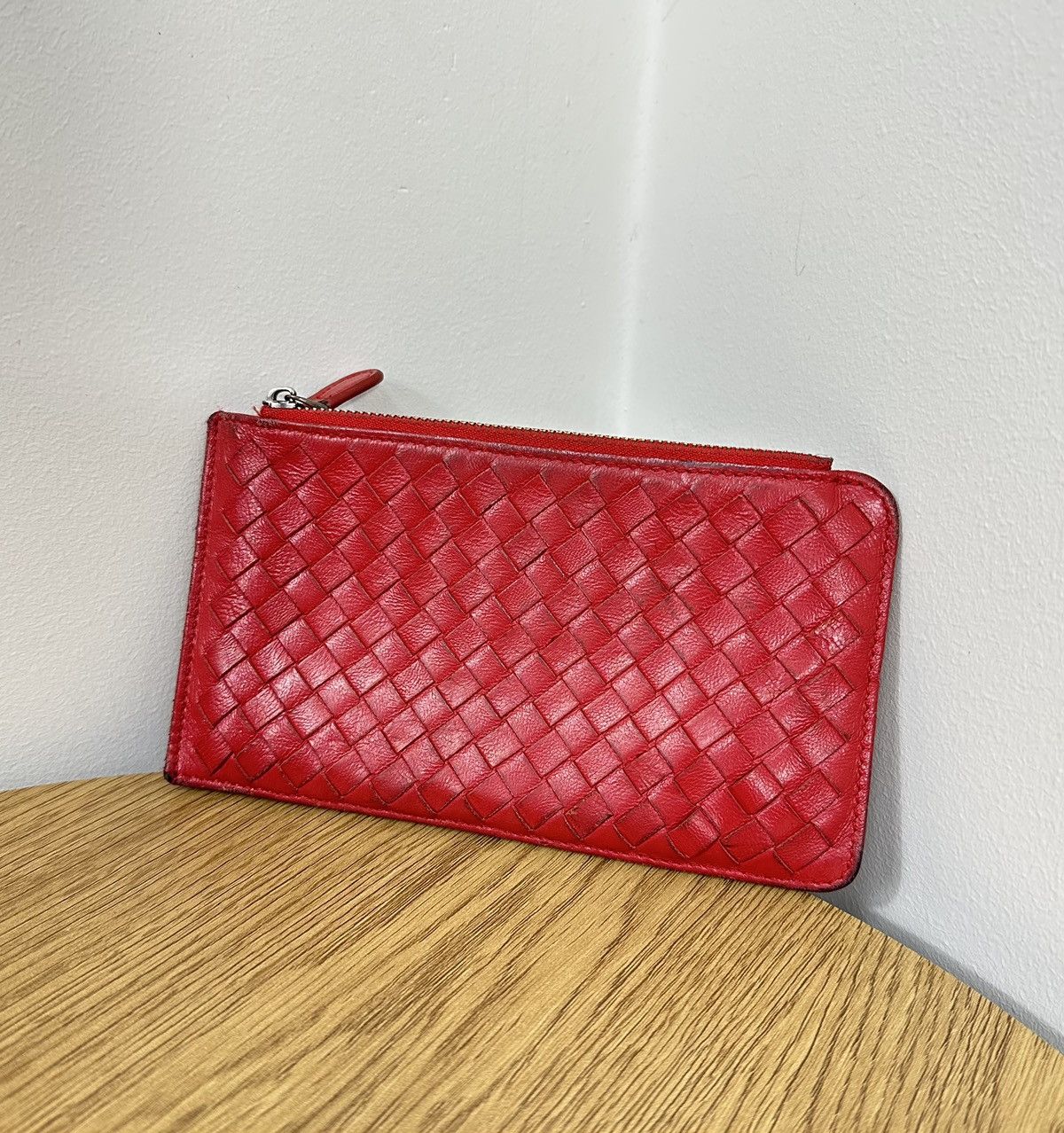 bottega veneta red wallet