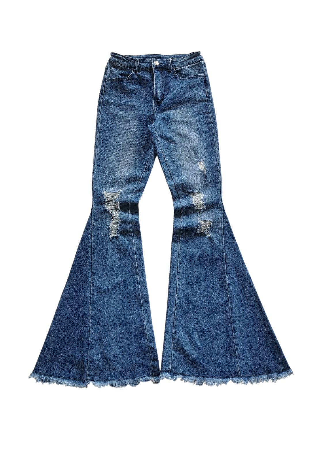 Tornado Mart Avantgarde Saints Hearts Flared Distressed Jeans Size 26" / US 2 / IT 38 - 2 Thumbnail
