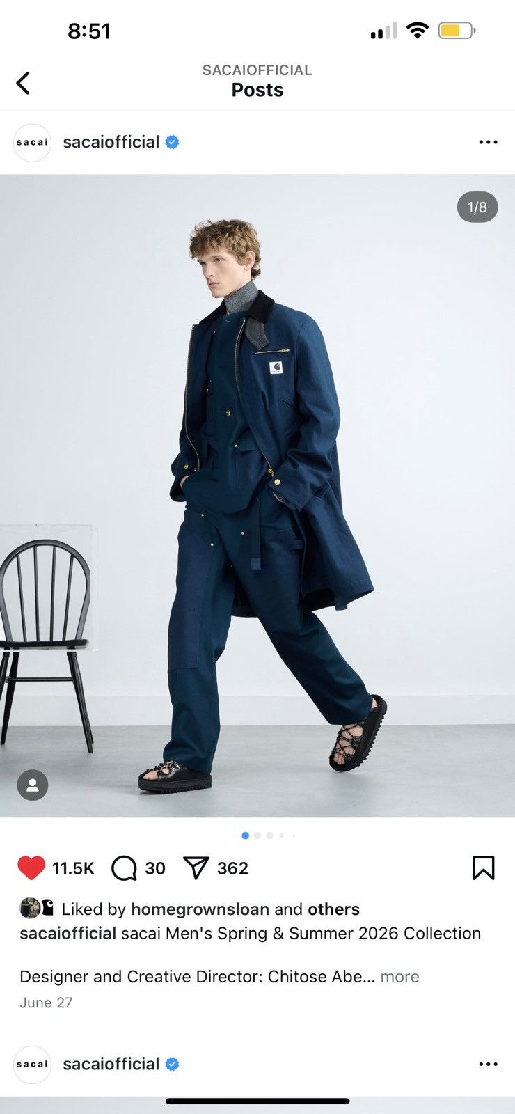 Carhartt × Sacai Sacai X Carhartt WIP Duck Coat Size US L / EU 52-54 / 3 - 2 Thumbnail