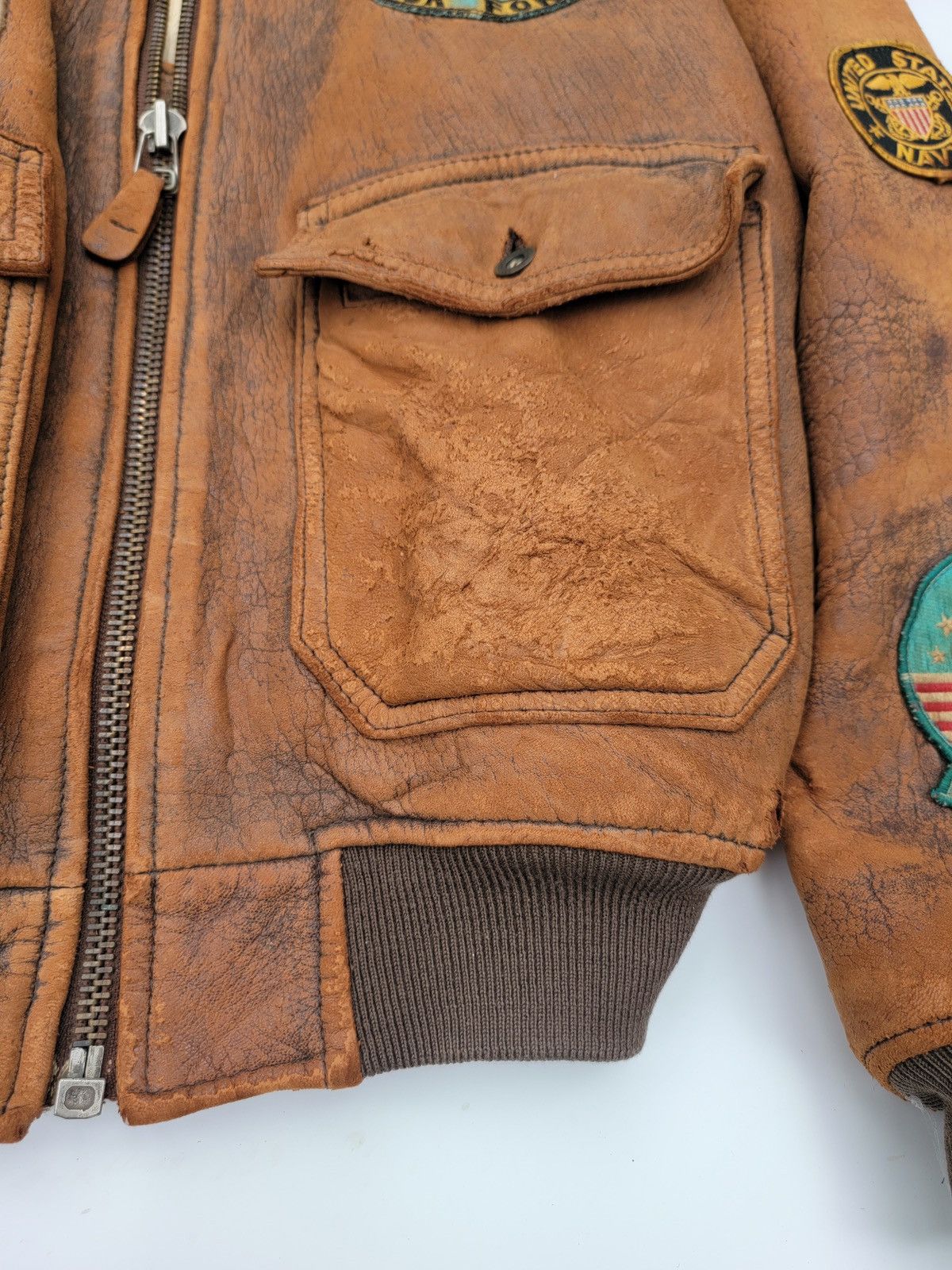 Avirex ✅️Vintage 80s Brown Avirex G-1 Flight Us Leather Jacket Size US L / EU 52-54 / 3 - 7 Thumbnail