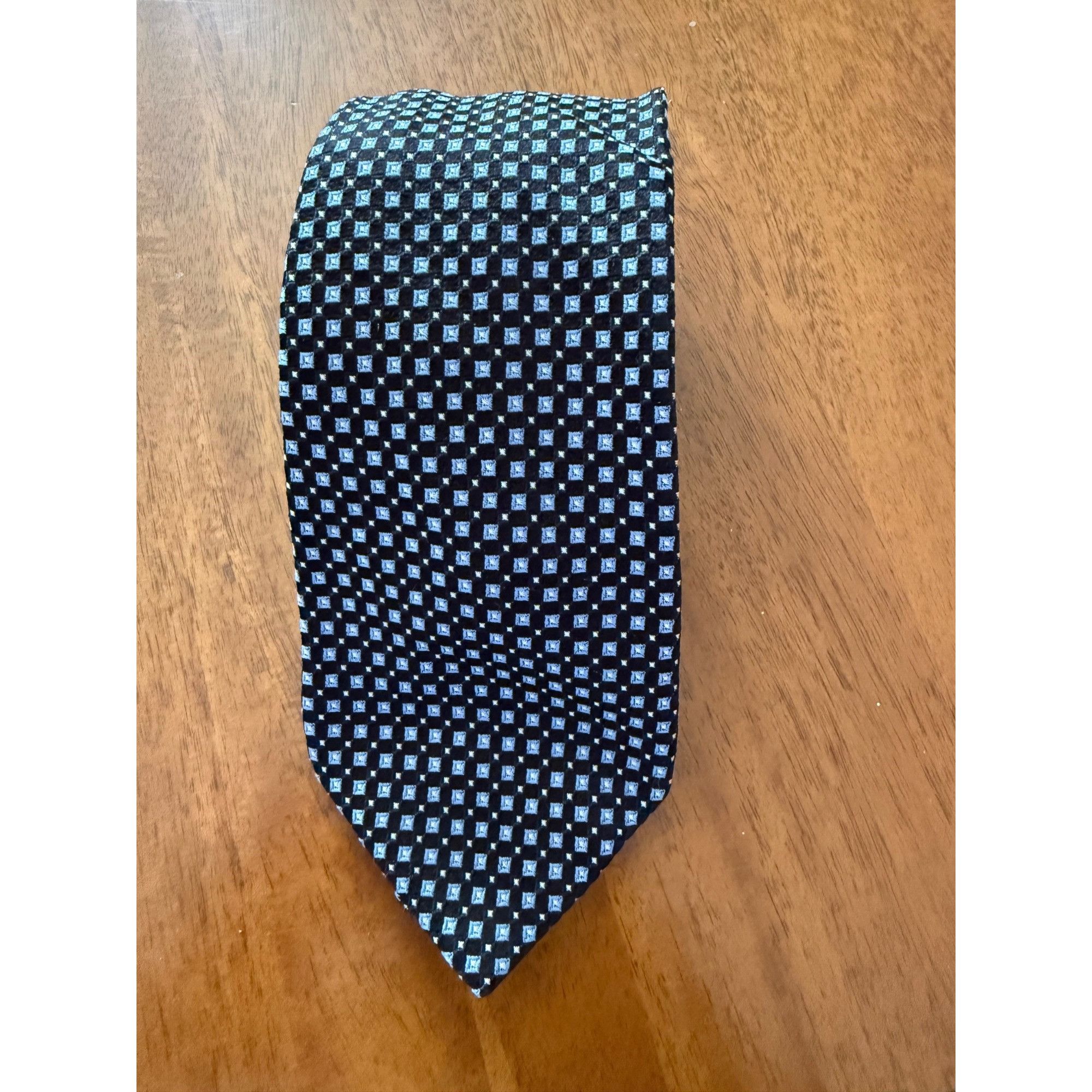 Michael Kors Michael Kors Black & Blue Checkered Silk Tie - Classic Desig Size ONE SIZE - 1 Thumbnail