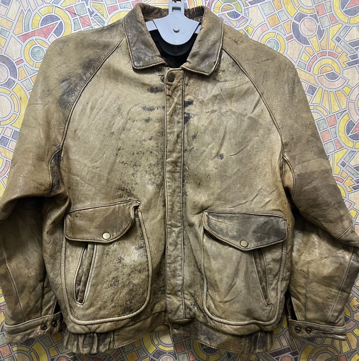 Japanese Brand × Leather VERY VINTAGE JACKET 🧥 LEATHER. (GJ36) Size US L / EU 52-54 / 3 - 18 Thumbnail