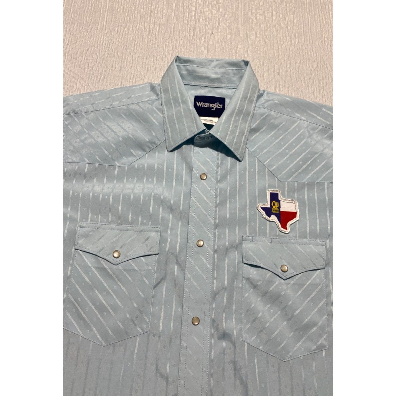 Wrangler Wrangler Shirt Men's Large Blue Pearl Snap Casual Western Cowboy Texas Patch Shirt Size US L / EU 52-54 / 3 - 2 Thumbnail