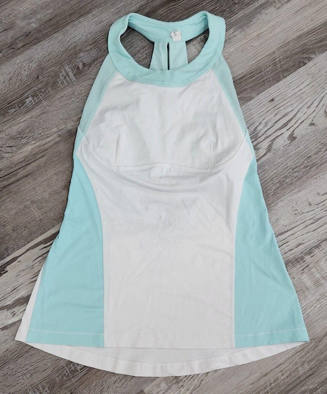 Designer Lululemon Make It Count Tank Top Size 8 White Aqua Open Back Size M / US 6-8 / IT 42-44 - 1 Thumbnail