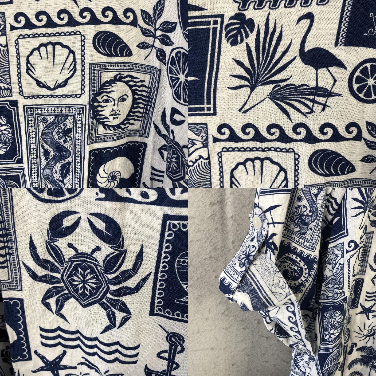 Vintage JANE + DELANCEY Shirt Womens 2X Blue Nautical Print Linen Blend Tunic Beachy Size XXL / US 16-18 / IT 52-54 - 10 Thumbnail