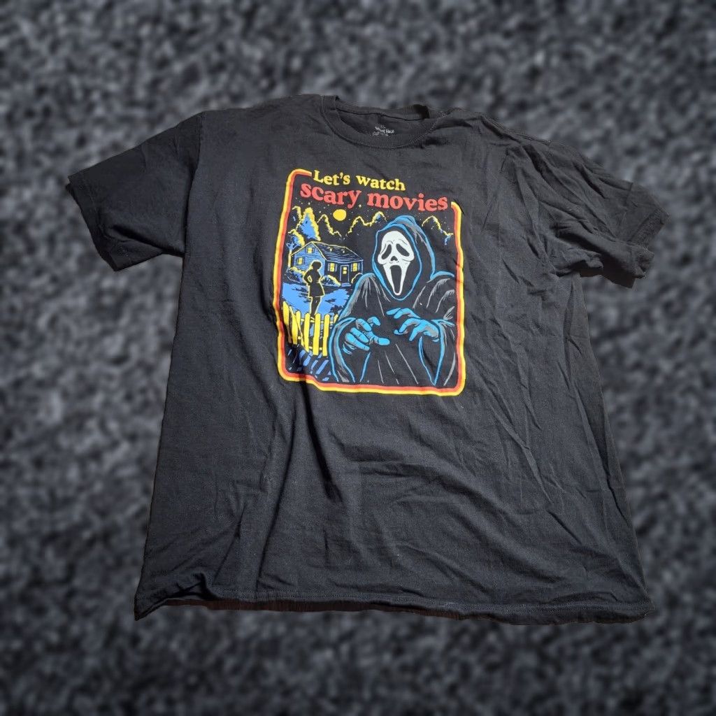 Vintage Authentic Mens XL Scream Ghost Face Let's Watch Scary Movies Shirt Mask 90s Size US XL / EU 56 / 4 - 1 Thumbnail