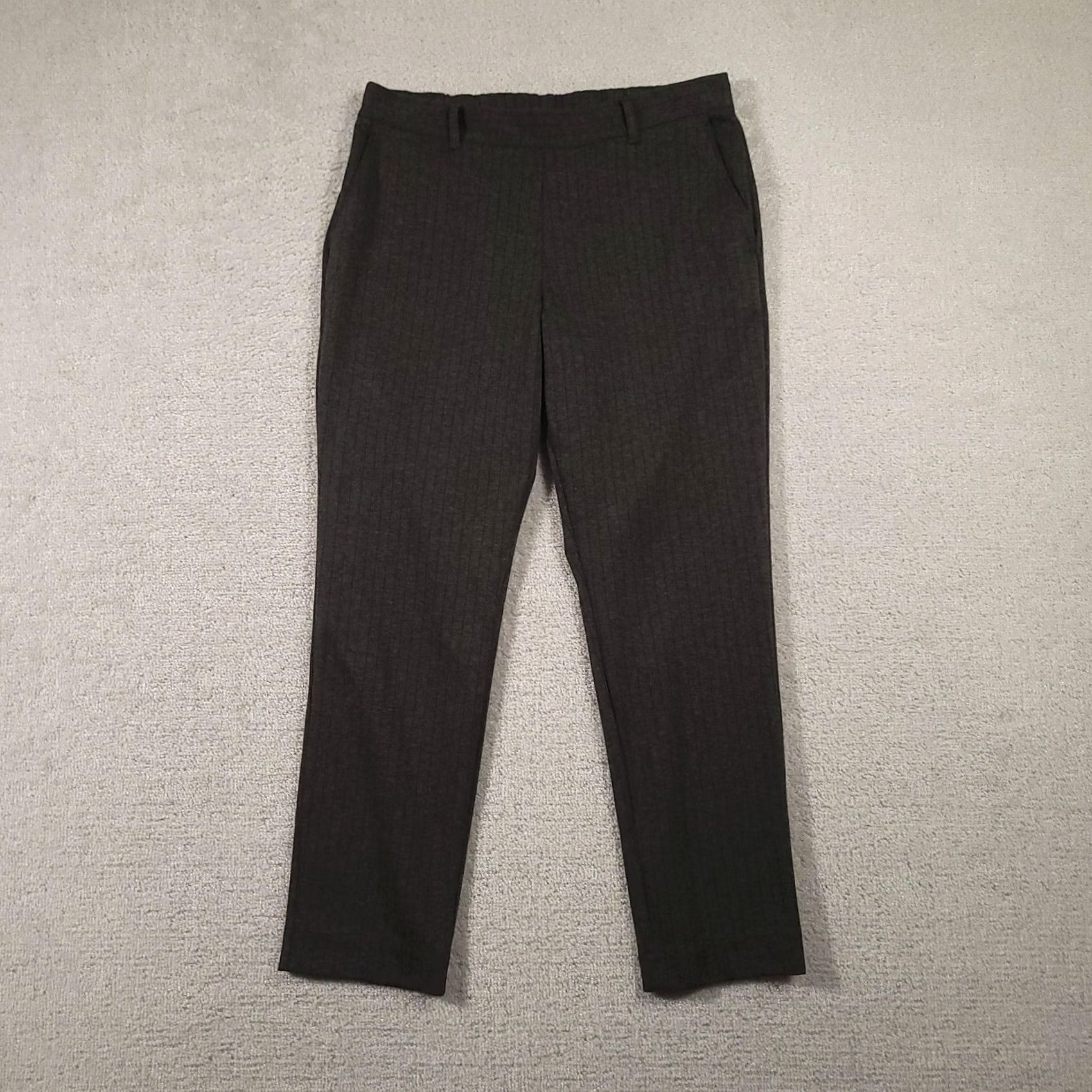Banana Republic Banana Republic Pants Womens 10 Gray Pinstripe Pull On Ankle Dress Work Office Tapered Striped Polyester Rayon Spandex Pockets Elastic Waist Size 32" / US 10 / IT 46 - 2 Thumbnail