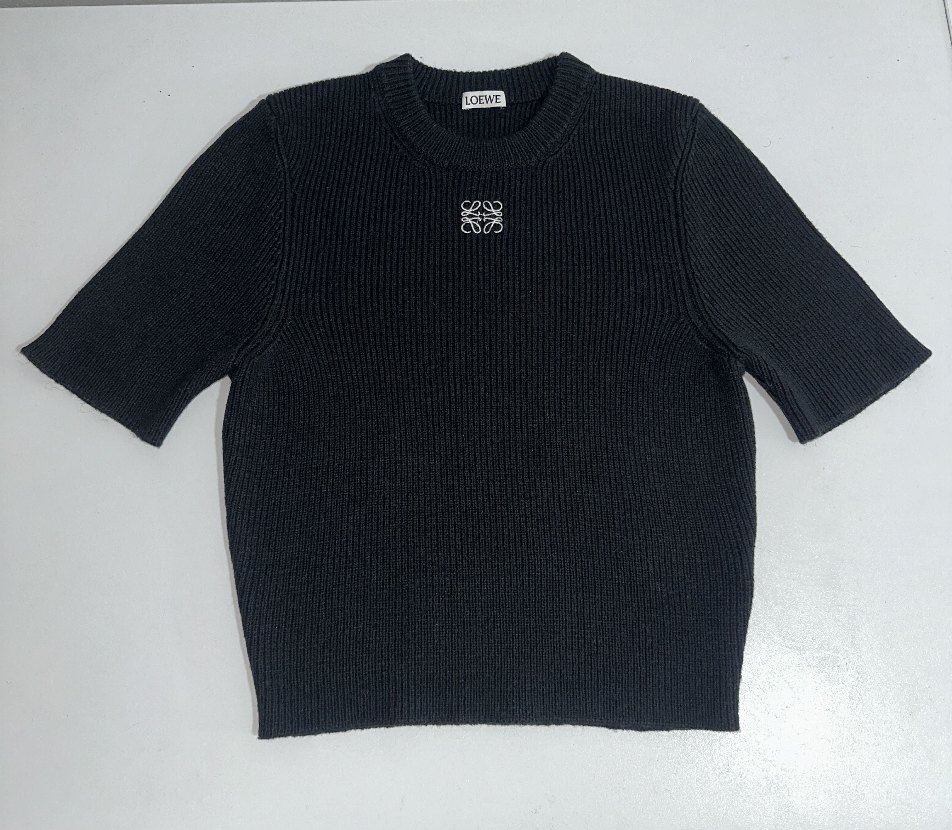 Loewe Loewe Short Sleeve Cropped Rib Knit Top Anagram Size M Size M / US 6-8 / IT 42-44 - 7 Thumbnail