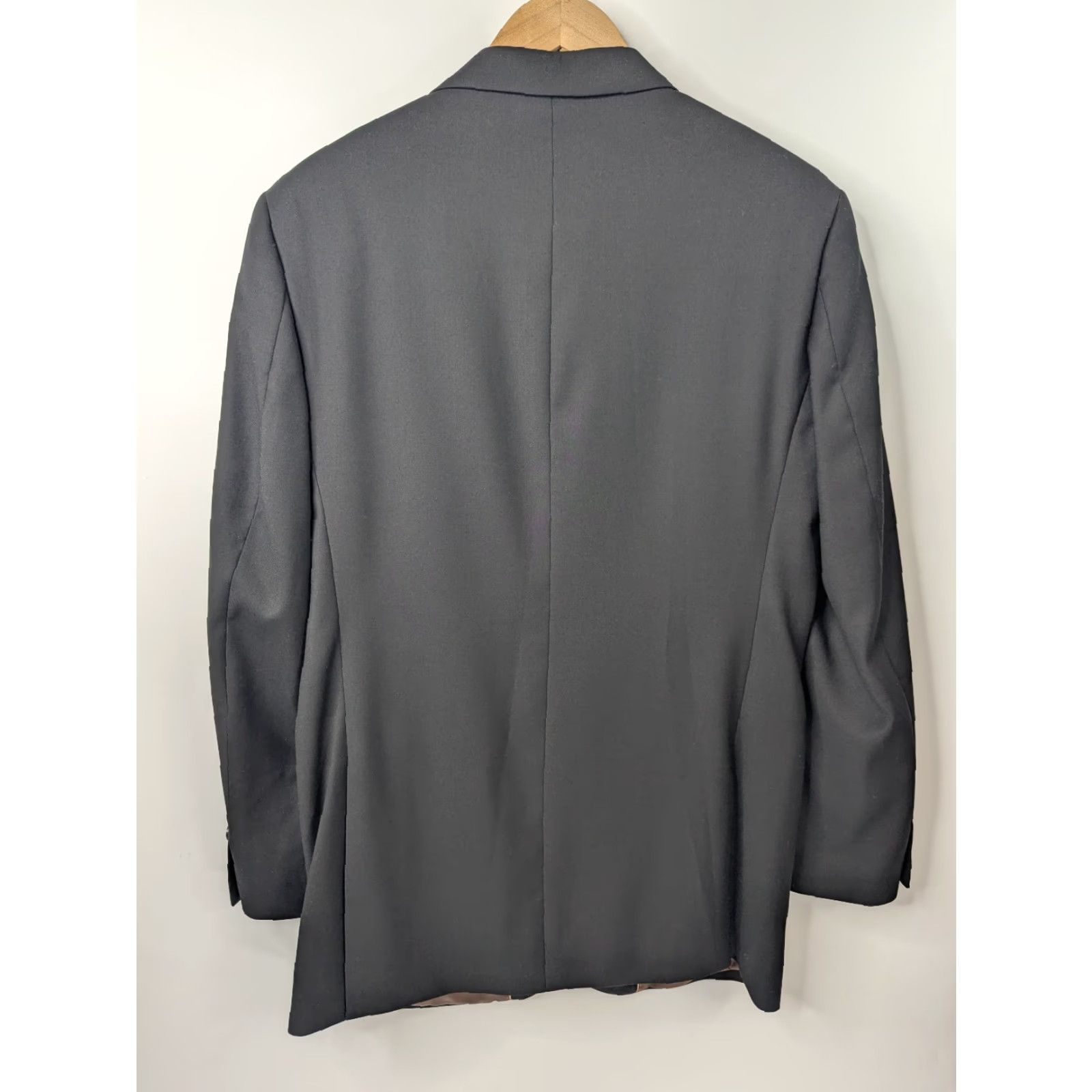 Vintage Caravelli Blazer Men’s Size 38 Regular Notch Lapel Black Oxford 2-Button Single-Breasted Business Casual Formal Wedding Jacket Size 38R - 4 Thumbnail