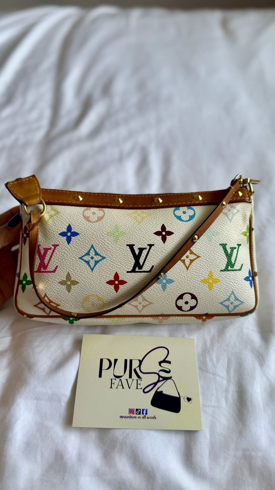 Louis Vuitton × Takashi Murakami Louis Vuitton Takashi Murakami White Multicolor Pochette Bag Size ONE SIZE - 4 Thumbnail