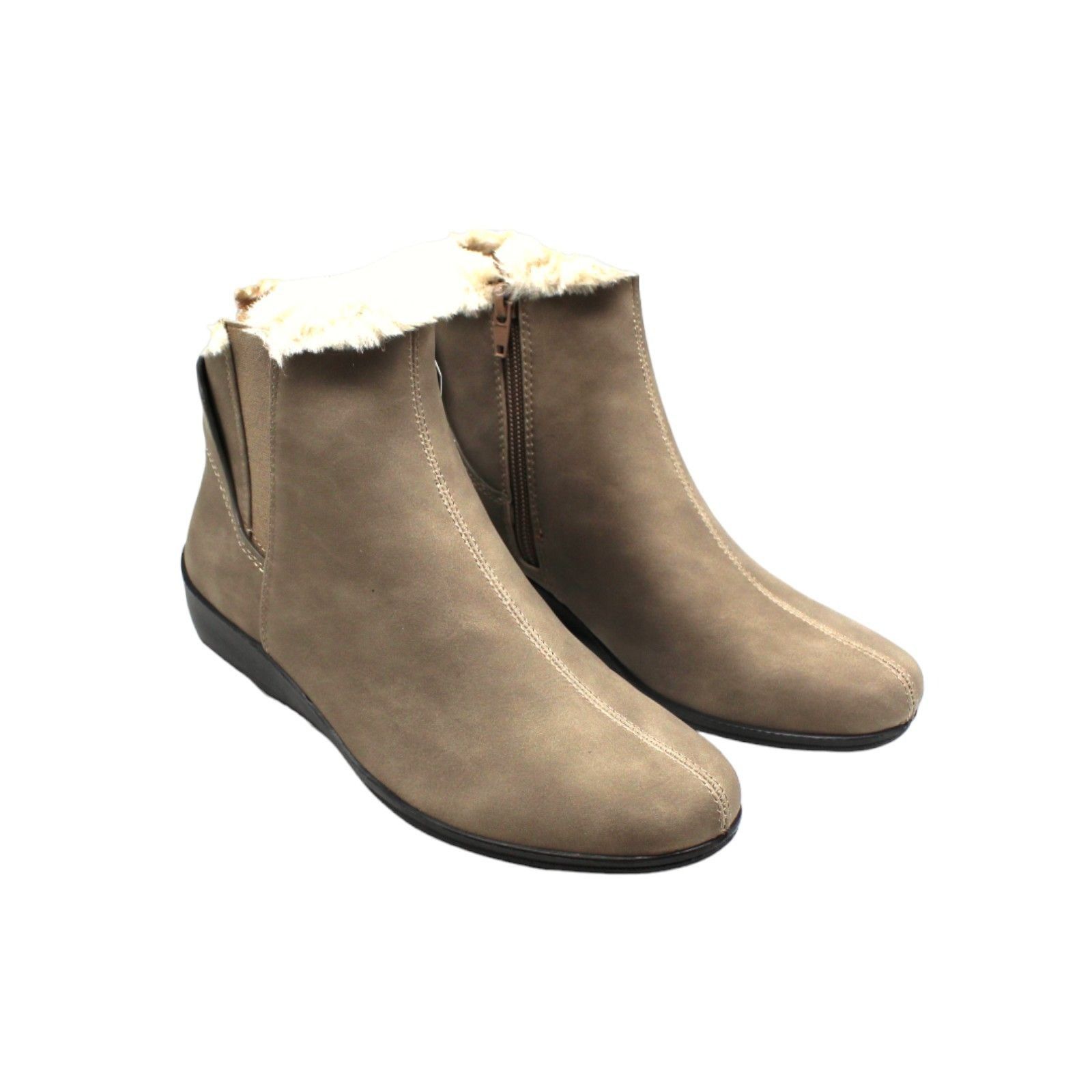 LifeStride Izzy Cozy Cold Weather Boots - Putty Faux Leather