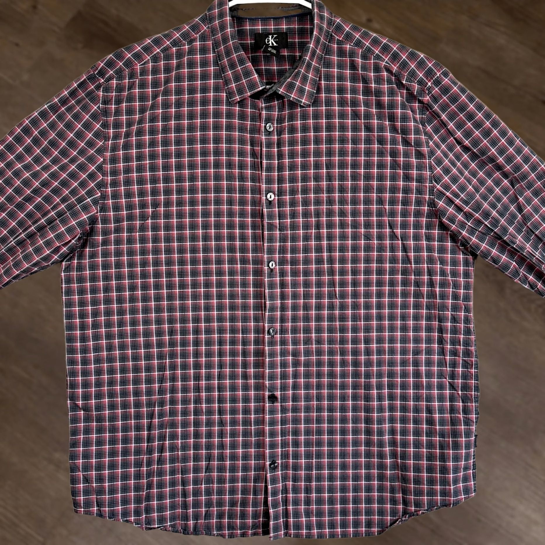 Calvin Klein VINTAGE Calvin Klein Shirt Button Up Mens XL Black Red Plaid Long Sleeve Casual Cotton Size US XL / EU 56 / 4 - 1 Thumbnail