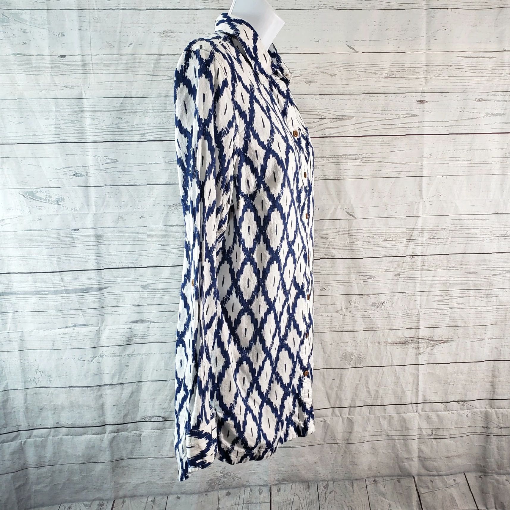 Vintage Duluth Womens Button-Up Tunic Top Sz S Blue White Hemp Cotton Long Sleeve Shirt Size S / US 4 / IT 40 - 3 Thumbnail