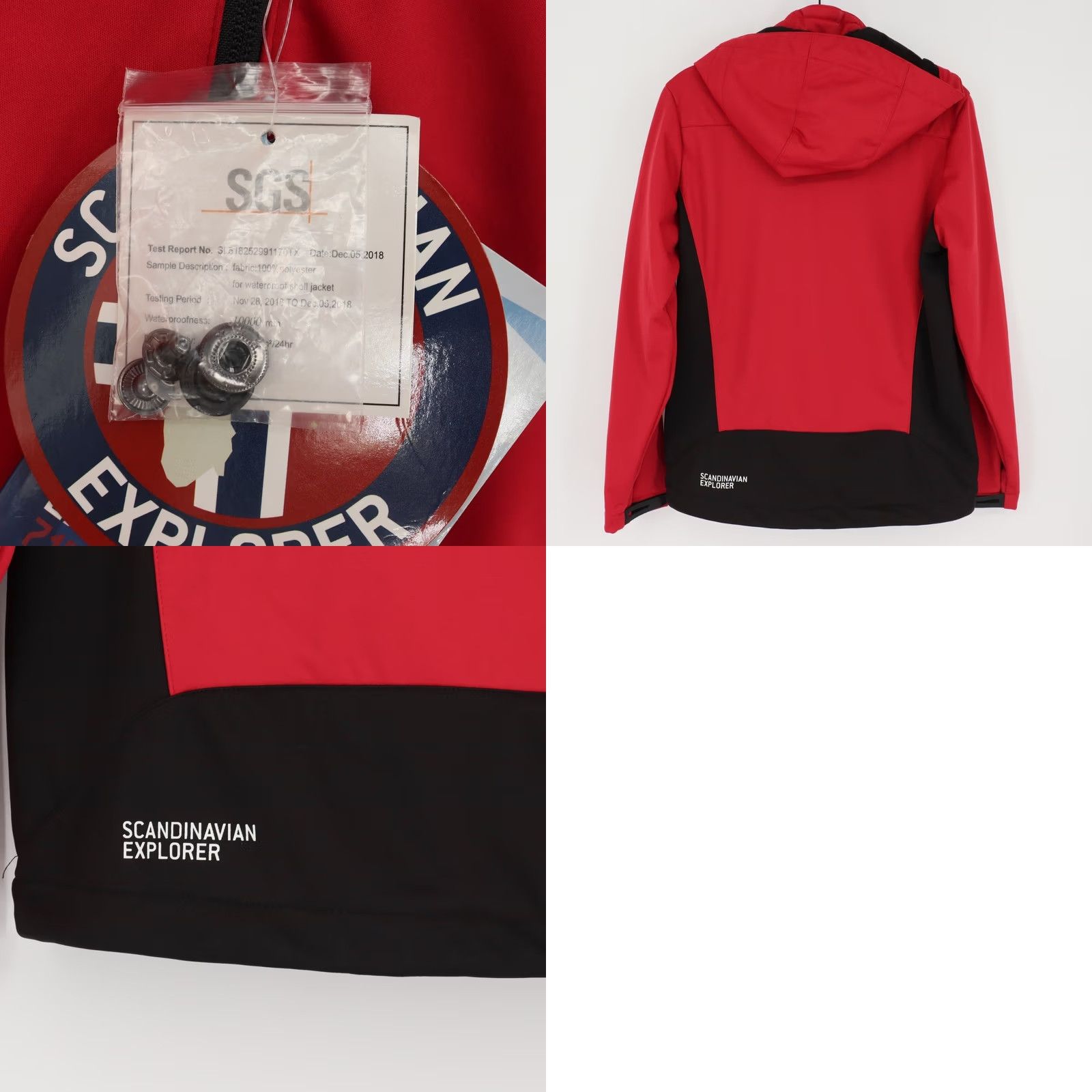 Vintage SCANDINAVIAN EXPLORER Jacket Unisex Adults XS Red Softshell Hooded Windbreaker Coat 2 In 1 Zip Pockets NWT Size XS / US 0-2 / IT 36-38 - 8 Thumbnail