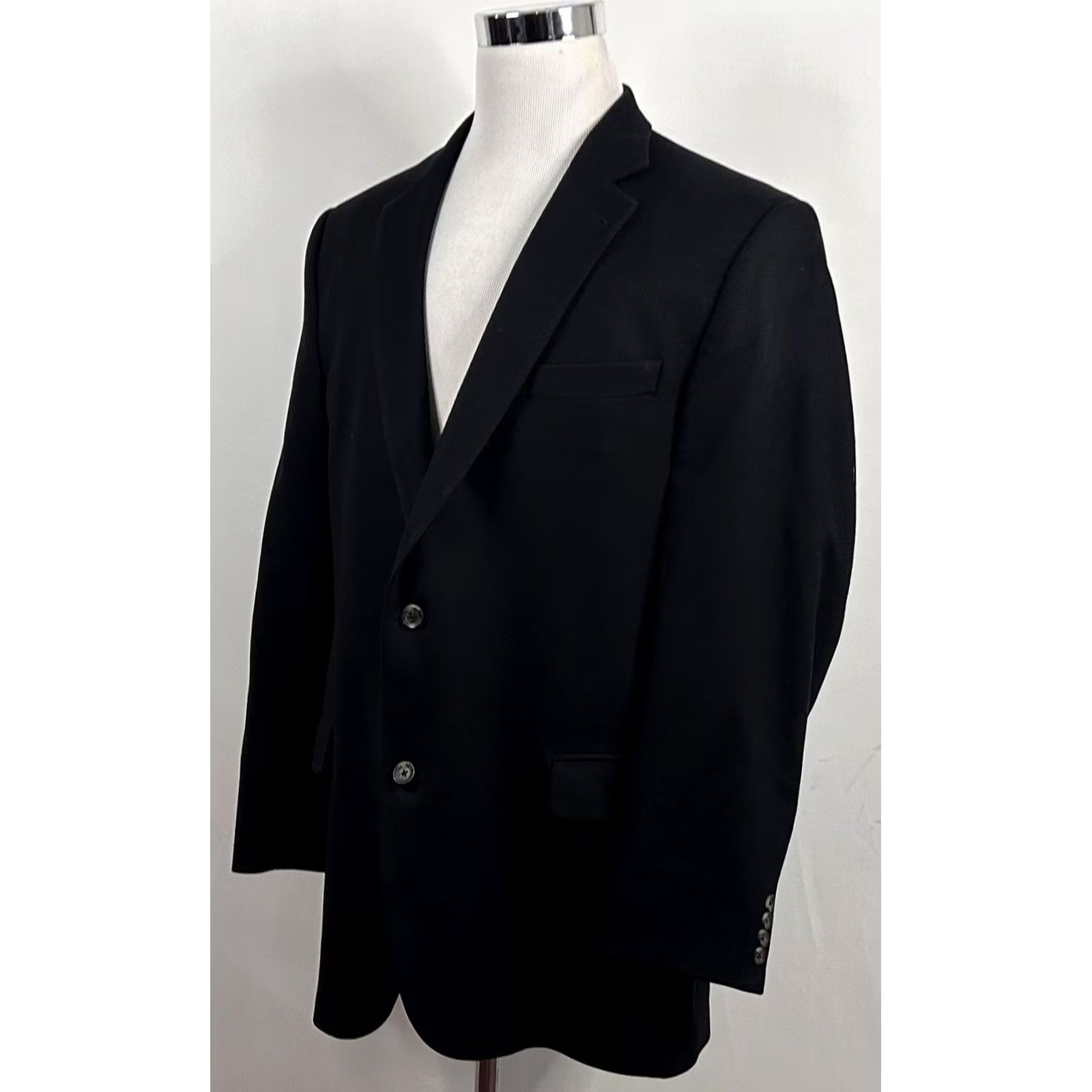 Jack Victor VINTAGE Jack Victor Sport Coat Black 46L 2 Button Notch Loro Piana Cashmere Double-Vented Mens Regular Coat Size US XS / EU 42 / 0 - 7 Thumbnail