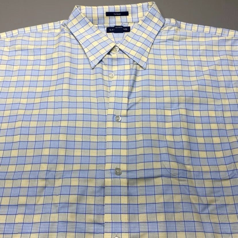Lands' End Vintage Lands' End Shirt Mens 2XL Button-Down Long Sleeve Pocket Blue Yellow Check Plaid Shirt Size US XXL / EU 58 / 5 - 5 Thumbnail