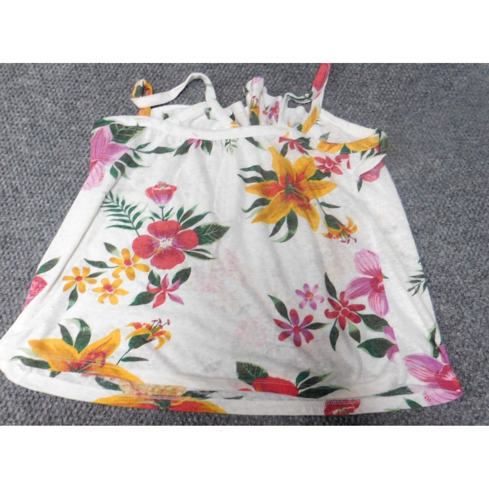 Old Navy Old Navy Womens Blouse S White Floral Pullover Round Neck Sleeveless Cotton Stretch Casual" Size S / US 4 / IT 40 - 7 Thumbnail