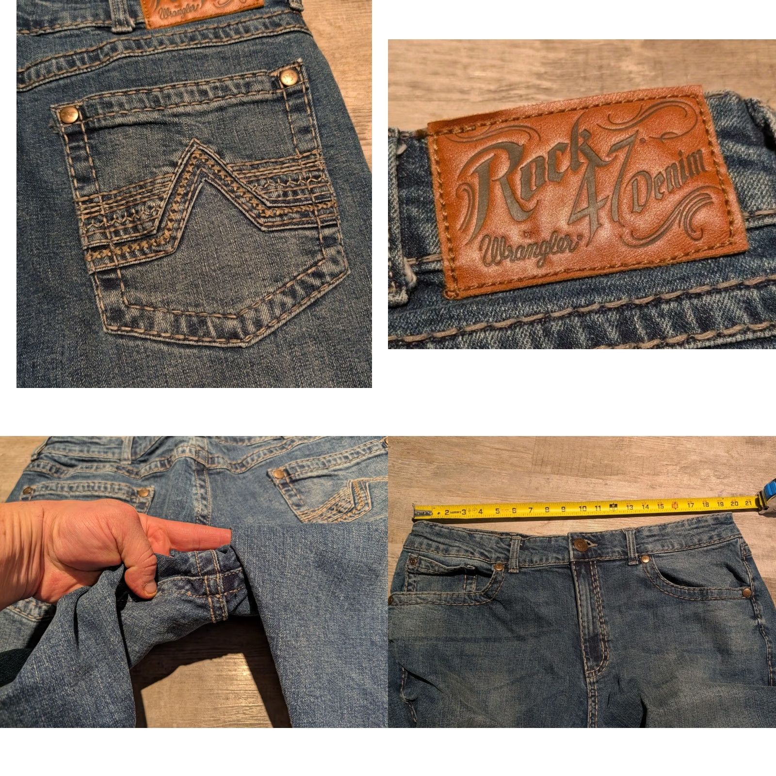 Wrangler VINTAGE Rock 47 Denim Wrangler Jeans Mens 38x30 Blue Slim Boot Medium Wash Wiskering Size US 38 / EU 54 - 9 Thumbnail