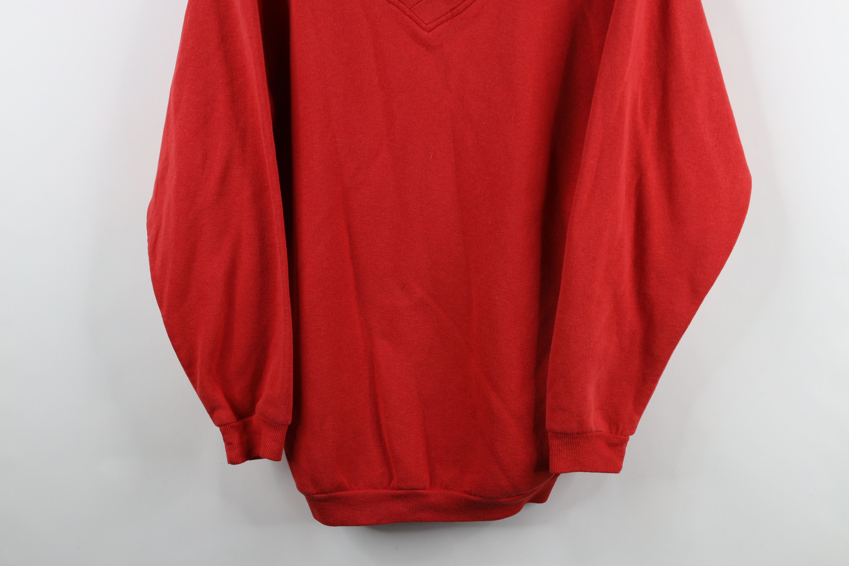 Vintage Vintage 70s Streetwear Distressed V-Neck Sweatshirt Red USA Size US S / EU 44-46 / 1 - 3 Thumbnail