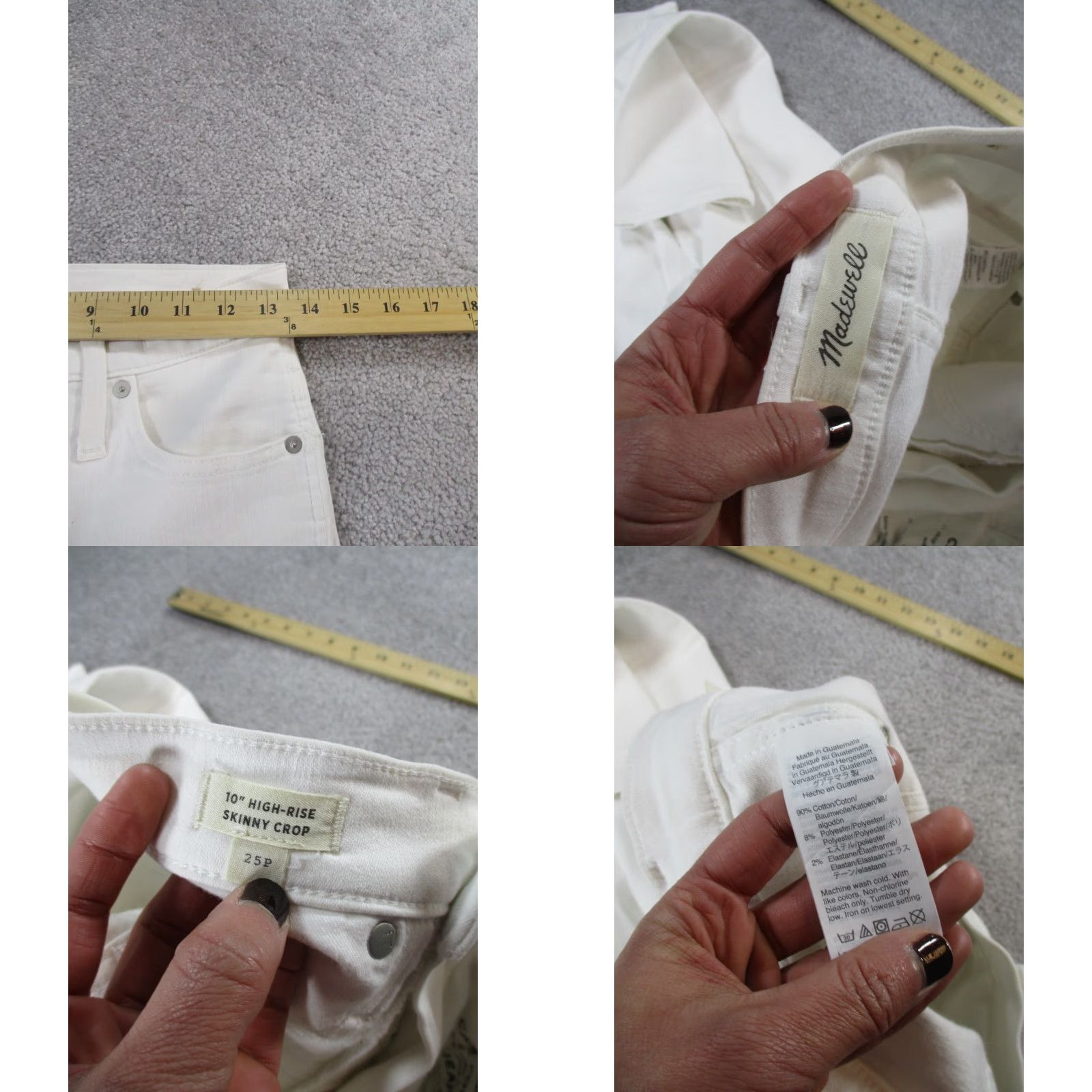 Madewell Madewell Jeans Womens 25 Petite White Denim Button Fly Skinny Crop Mens? Size 42" / US 20 - 8 Thumbnail