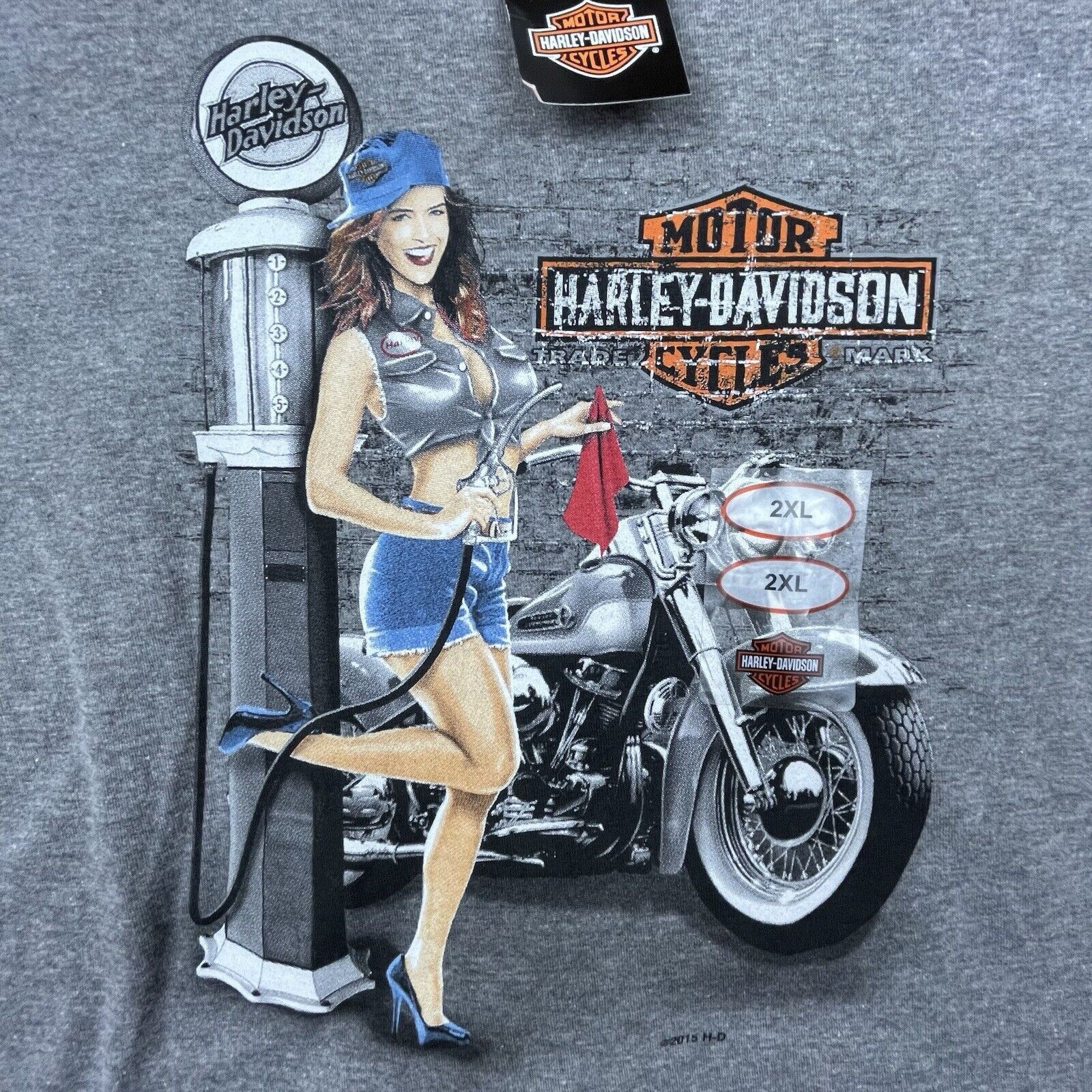 トップス Harley-Davidson punktum 2XL Harley Davidson Harley Davidson Shirt 2XL Grey Pin-Up Girl Gas