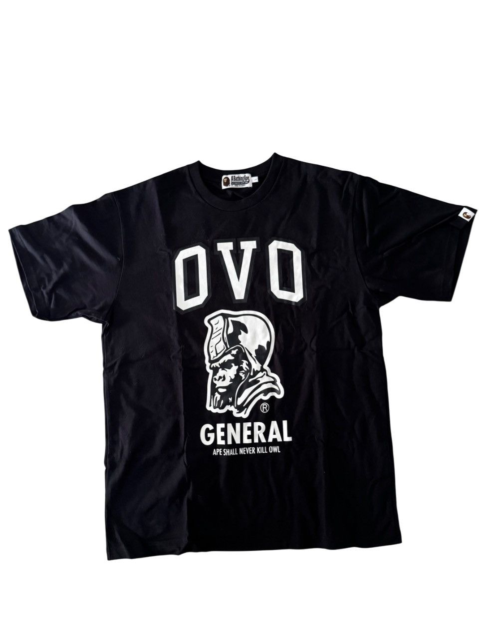 Bape × October's Very Own BAPE® X OVO BATHING APE GENERAL TEE BLACK Size US L / EU 52-54 / 3 - 1 Thumbnail