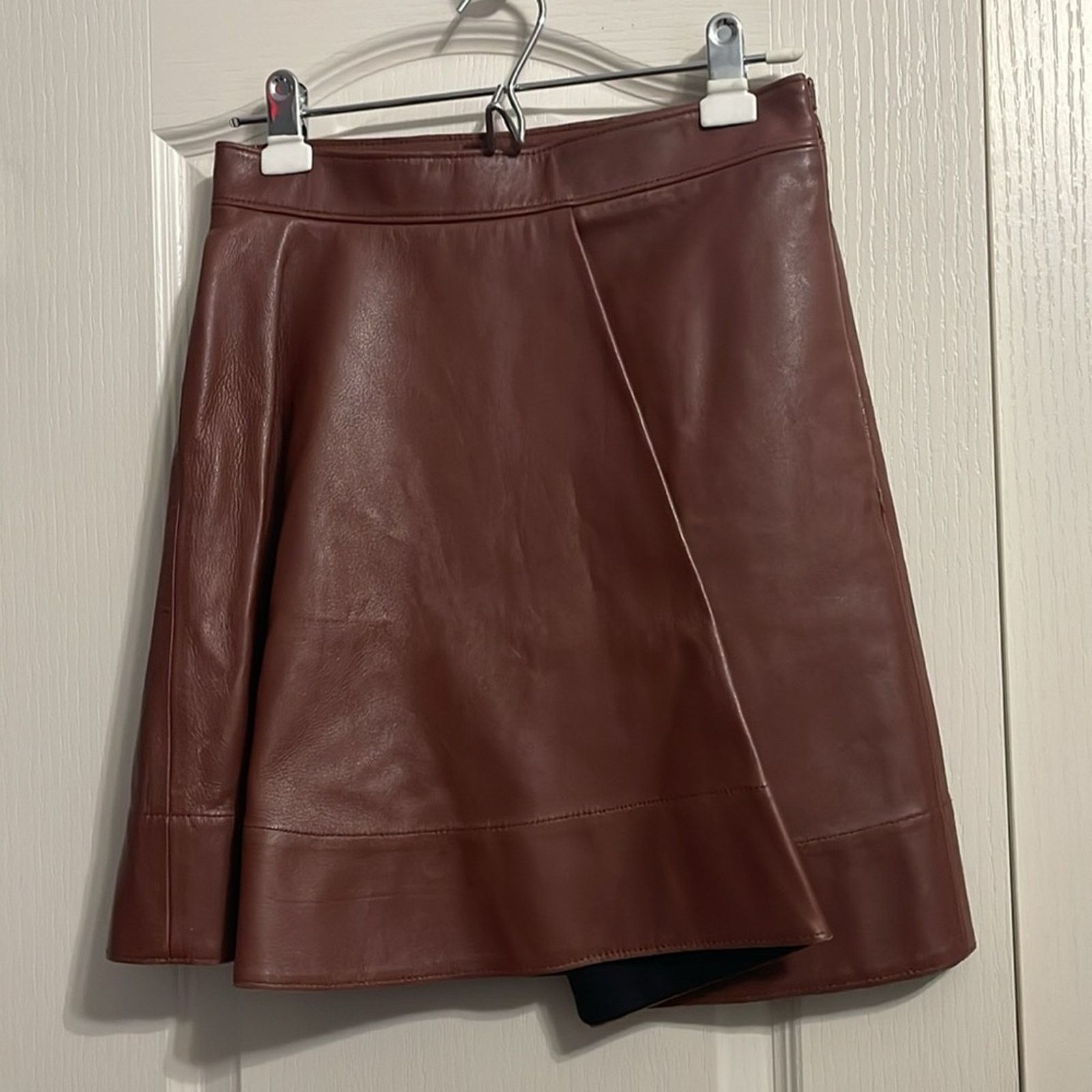 3.1 Phillip Lim 3.1 Phillip Lim Brown 100% Lambskin Rounded Fold Mini Skirt Size 26" / US 2 / IT 38 - 2 Thumbnail