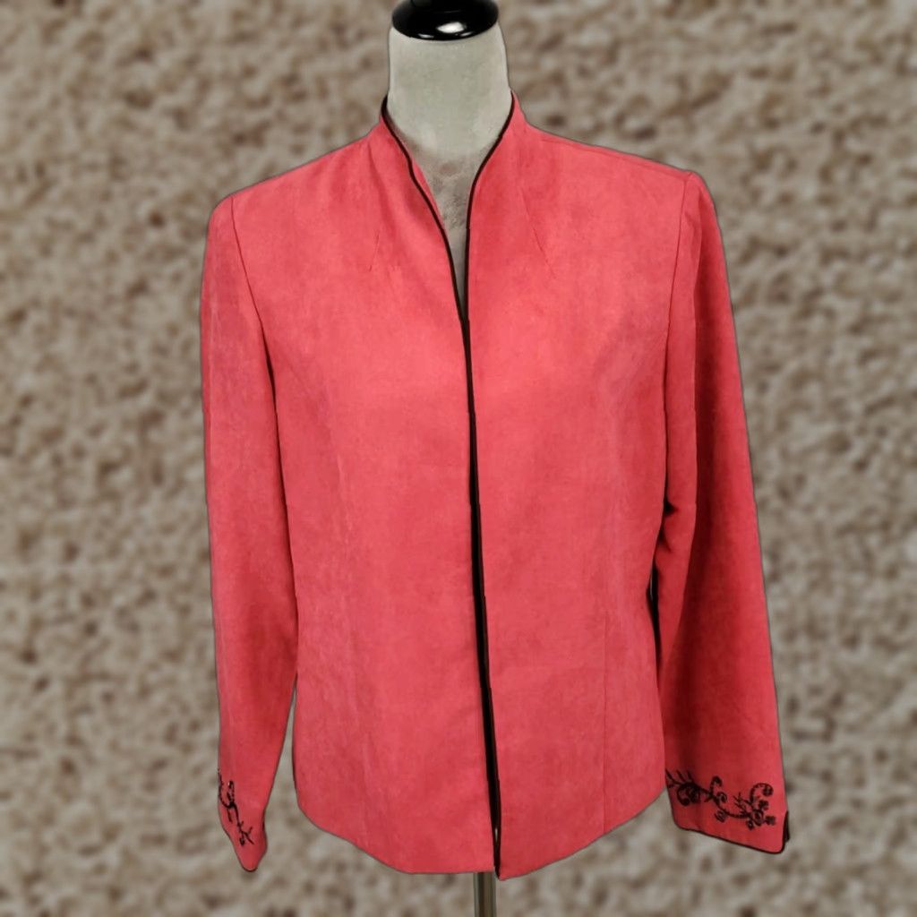 Coldwater Creek Coldwater Creek Jacket Womnes 12 Pink Beaded Faux Suede Open Front Blazer Size XL / US 12-14 / IT 48-50 - 1 Thumbnail