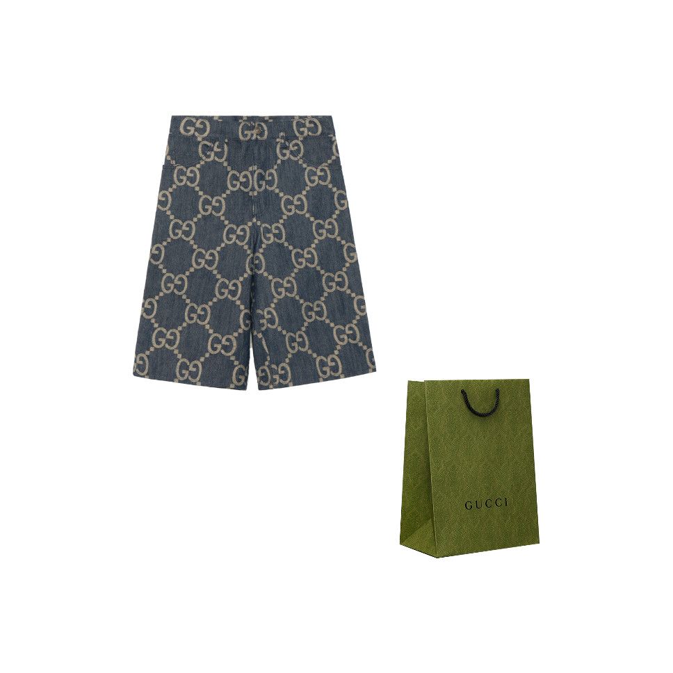 Gucci Gucci Monogram Denim Shorts 35 Size US 35 - 1 Thumbnail