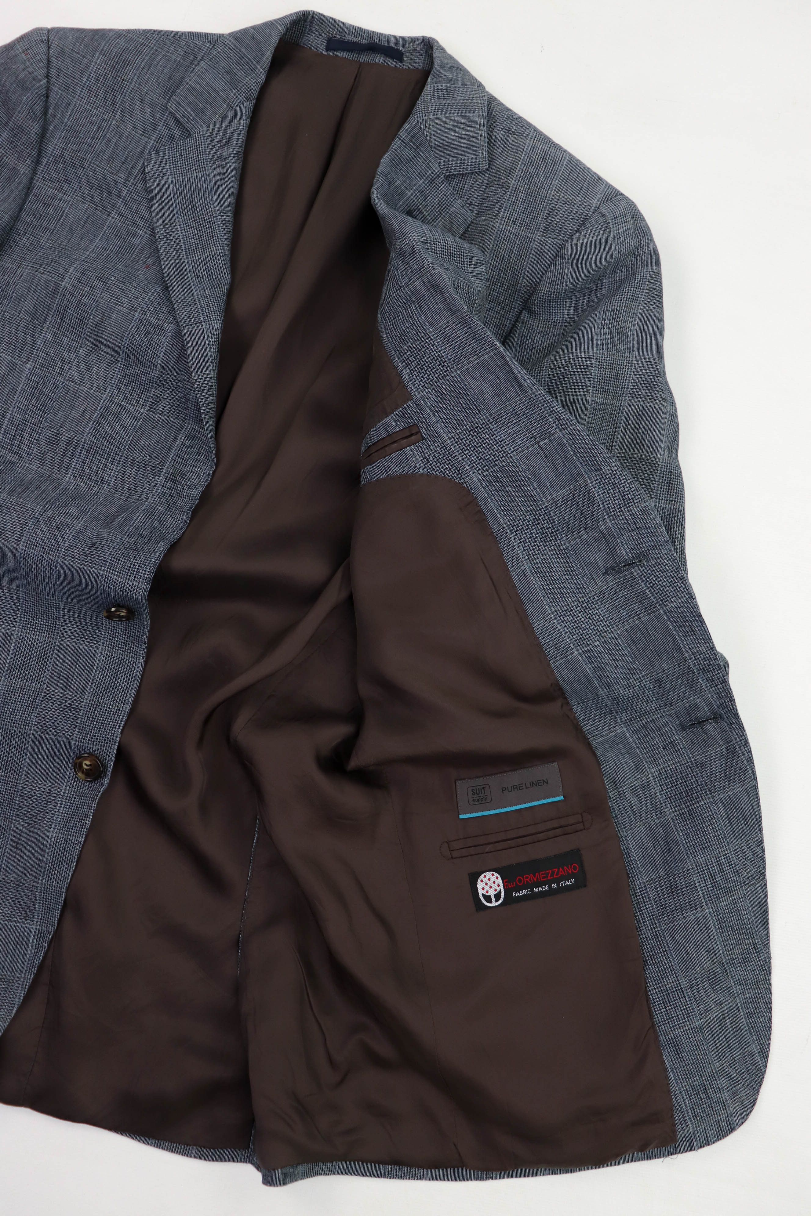 Suitsupply Suitsupply Ormezzano Plaid Grey Pure Linen Blazer Jacket Size 38L - 11 Thumbnail