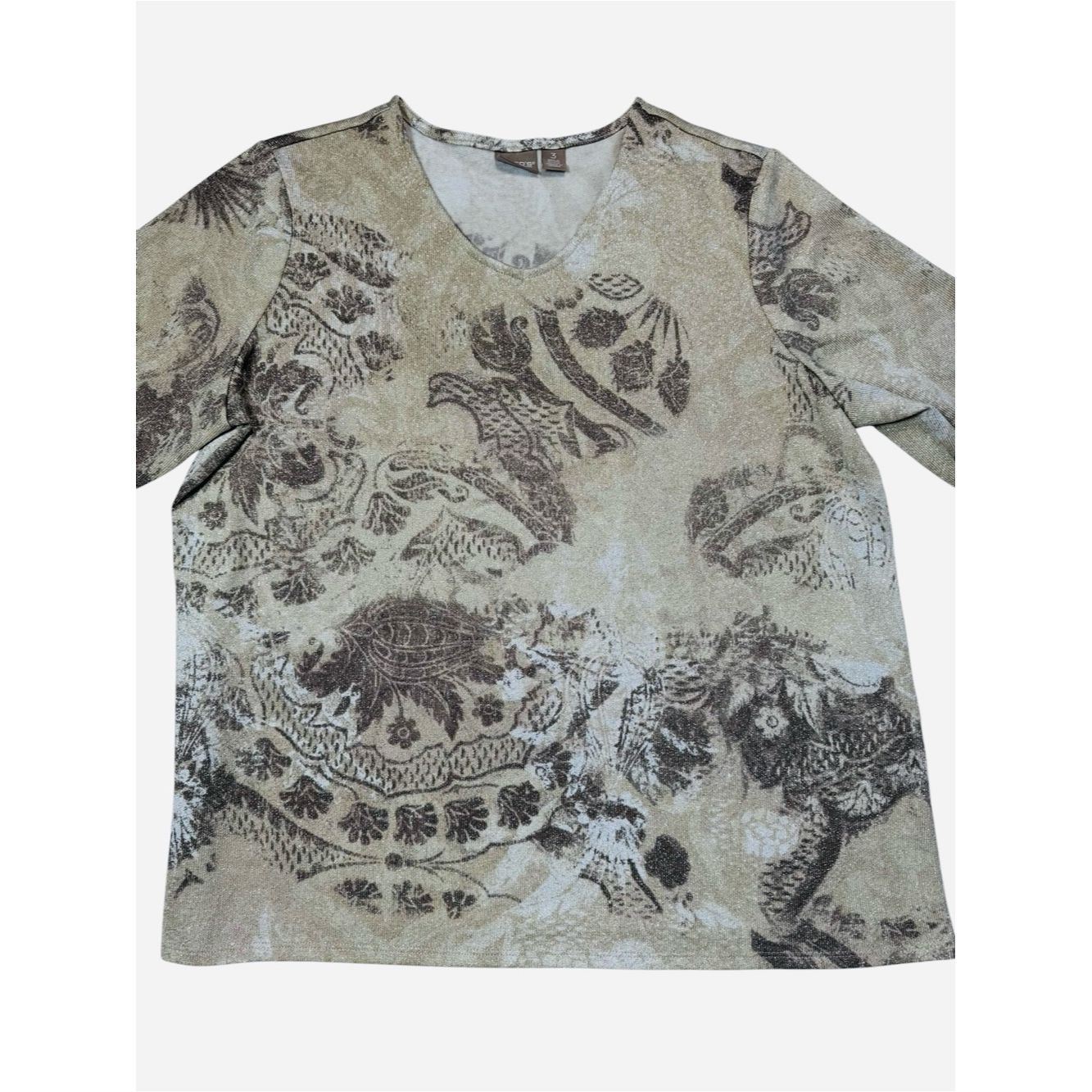 Chicos Chico's Shimmer Taupe V-Neck Knit Tunic Top Size 3 US XL Size XL / US 12-14 / IT 48-50 - 3 Thumbnail