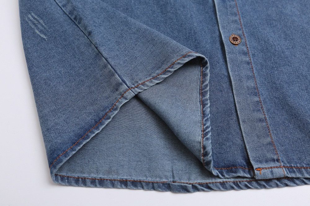 Japanese Brand × Vintage Men's punk retro distressed washed letter print denim shirt Size US M / EU 48-50 / 2 - 4 Thumbnail