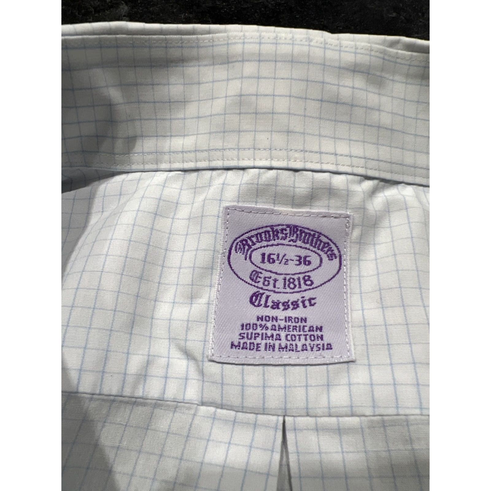 Brooks Brothers Brooks Brothers Dress Shirt Men’s 16.5/36 Long Sleeve Plaid Button Up Cotton Blue Check Mens Size 42R - 7 Thumbnail