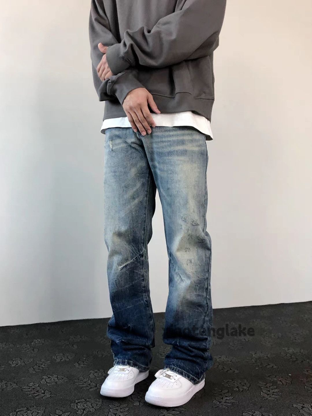 Jean Unisex washed faded cleanfit yuppie loose baggy jeans Size US 32 / EU 48 - 1 Thumbnail