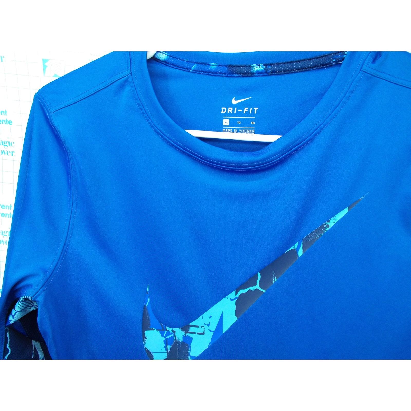 Nike Nike DriFit Youth XL Blue Athlet Shirt Camo Logo Long Sleeve Size US XL / EU 56 / 4 - 3 Thumbnail
